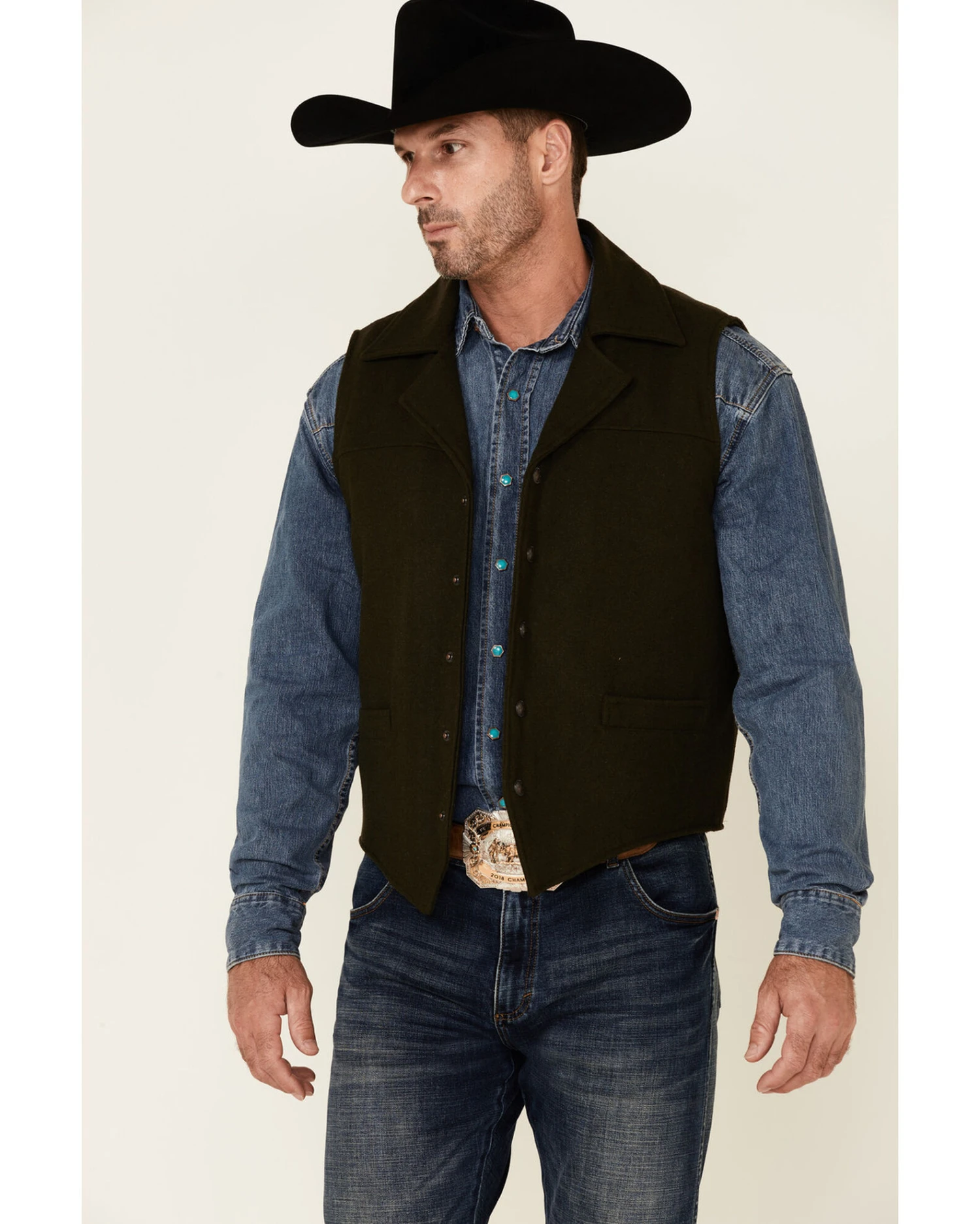 Cripple Creek Men's Concealed Carry Wool Snap-Front Collared Vest - Image 2