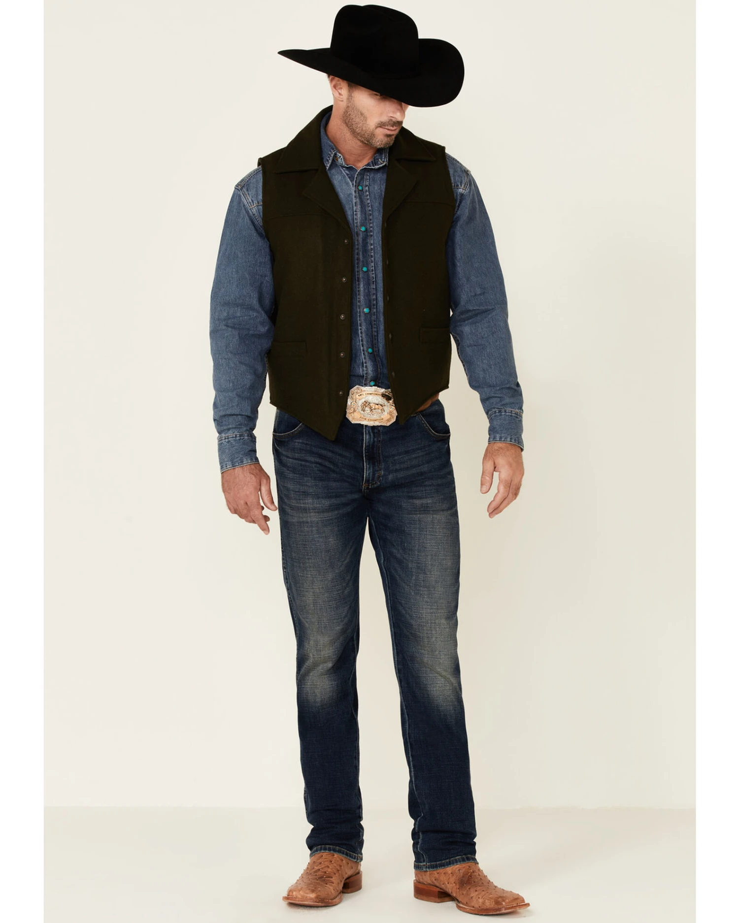 Cripple Creek Men's Concealed Carry Wool Snap-Front Collared Vest - Image 3