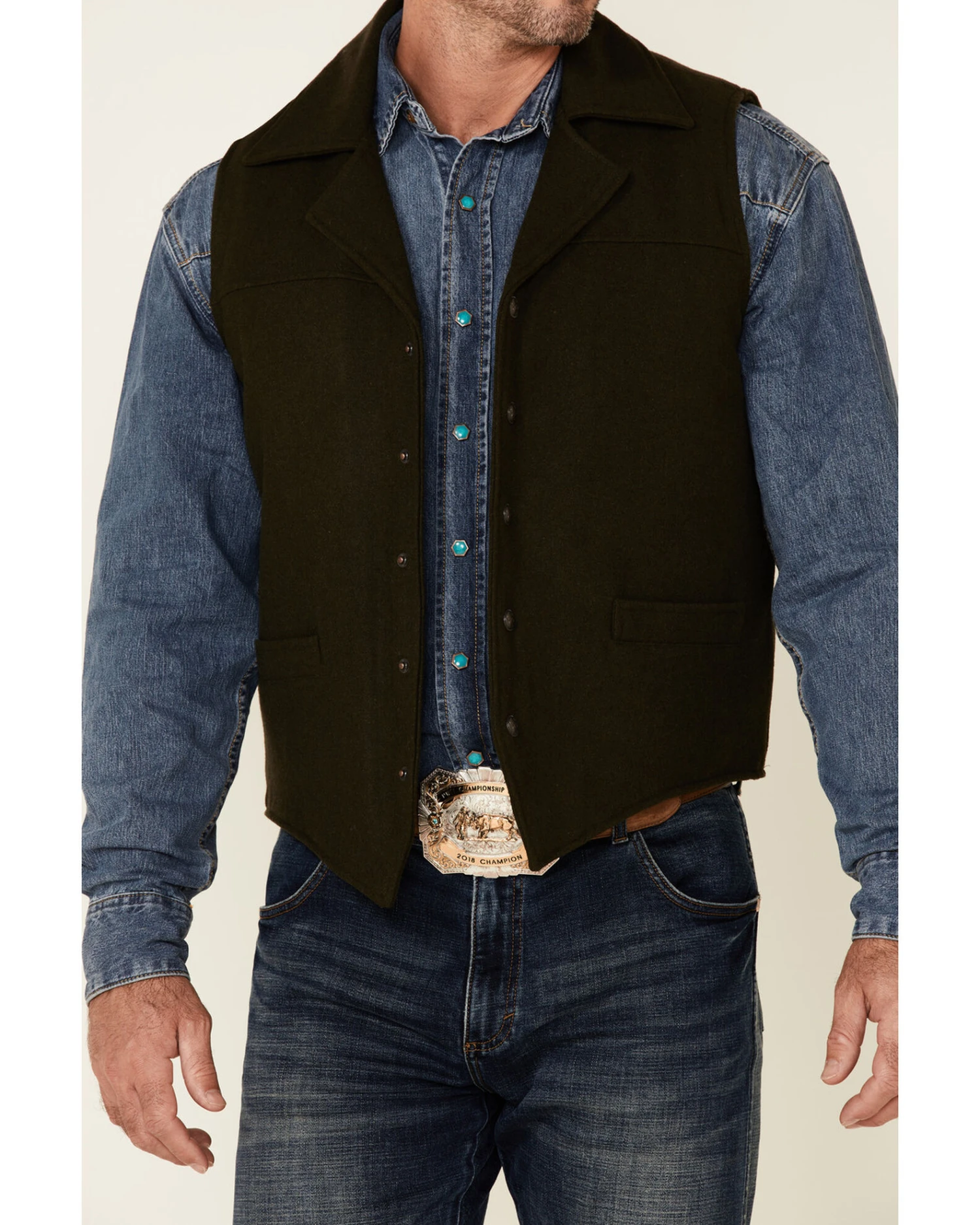 Cripple Creek Men's Concealed Carry Wool Snap-Front Collared Vest - Image 4