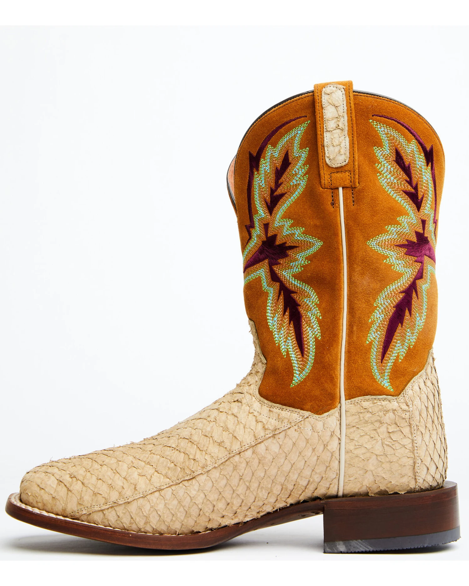 Dan Post Men's Exotic Sea Bass Skin Western Boots - Broad Square Toe - Image 5
