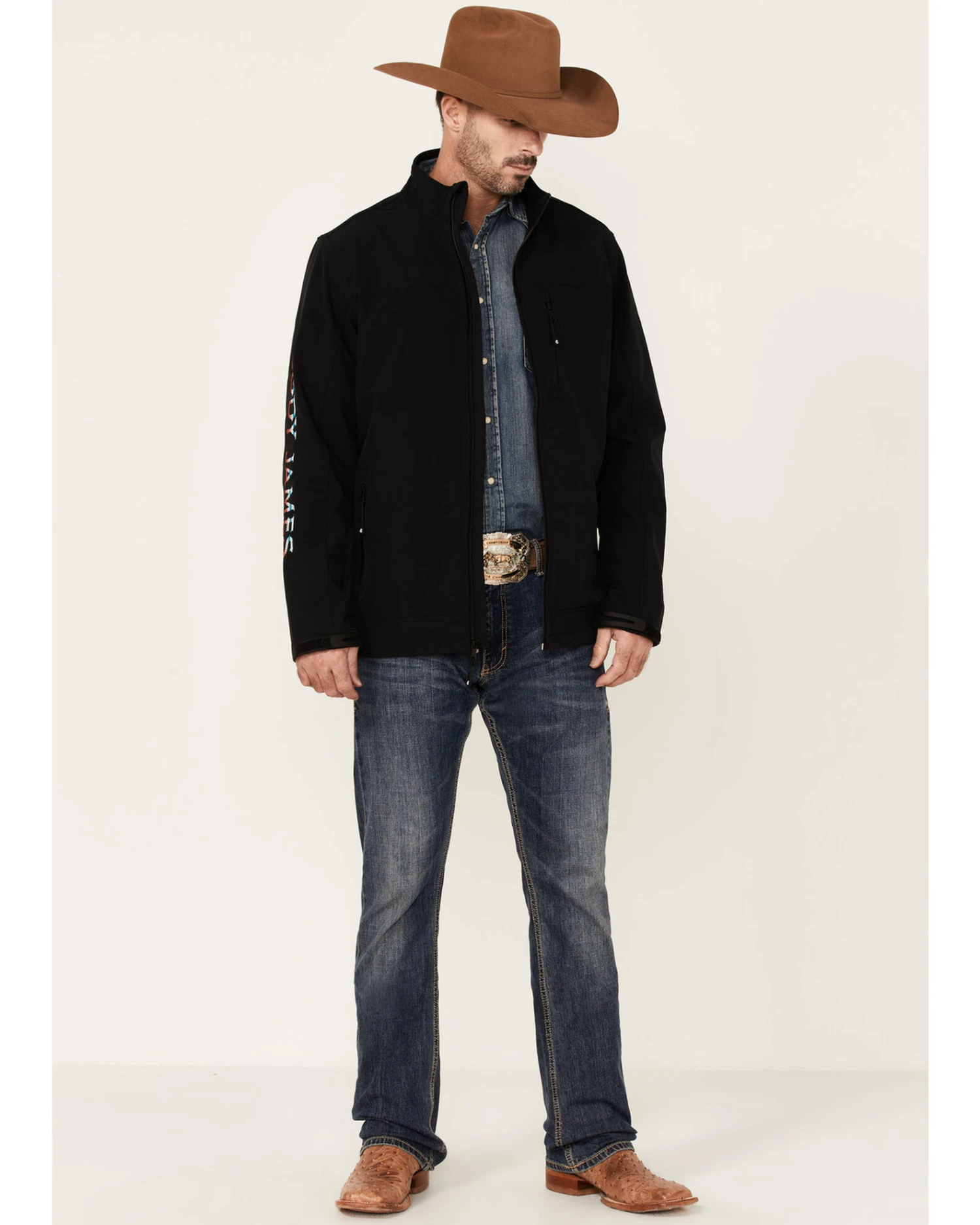 Cody James Core Men's Serape Logo Sleeve Zip-Front Steamboat Jacket - Image 2