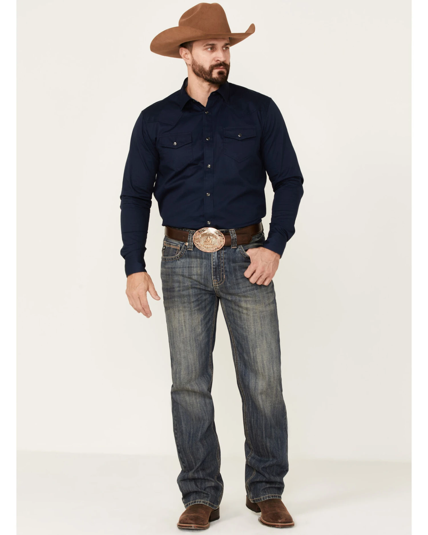 Rock & Roll Denim Men's Vintage Dark Wash Double Barrel Relaxed Straight Jeans - Image 4