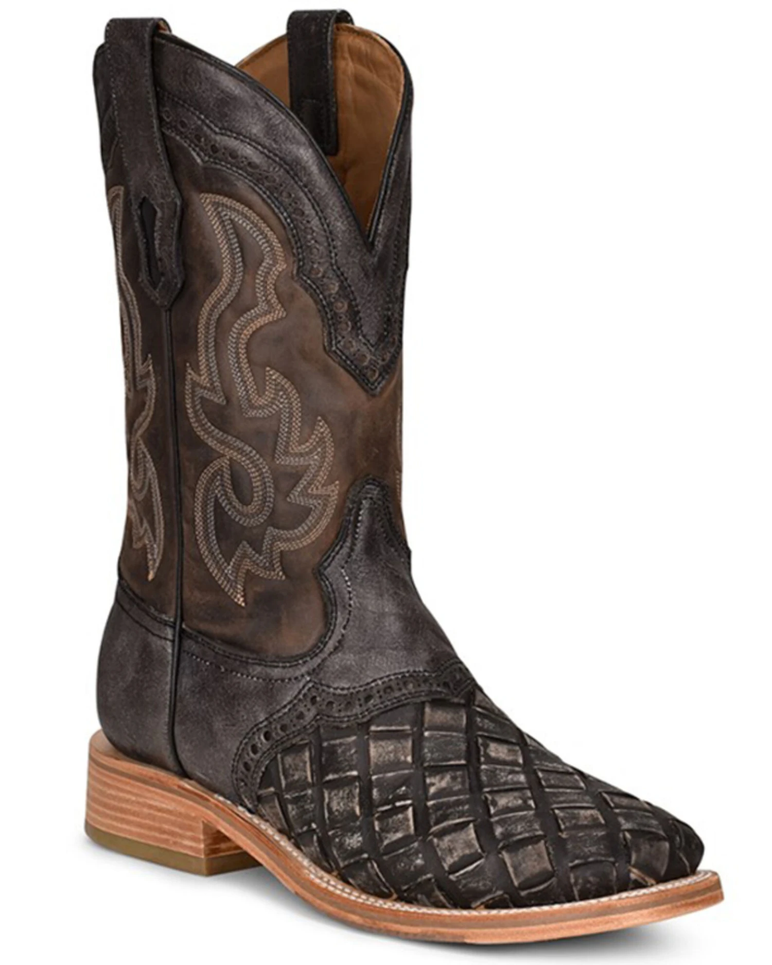 Corral Men's Black Embroidery Western Boots - Broad Square Toe - Image 2