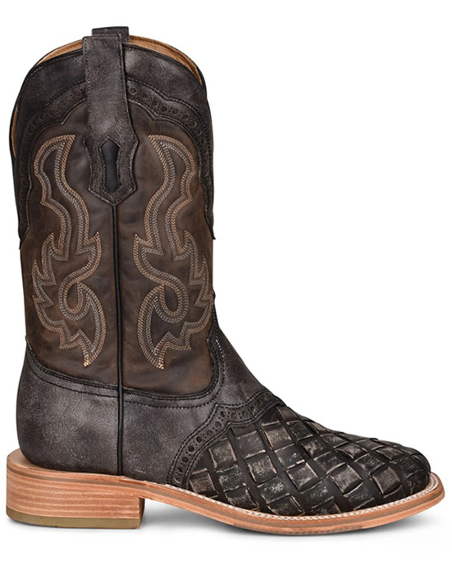 Corral Men's Black Embroidery Western Boots - Broad Square Toe - Image 4
