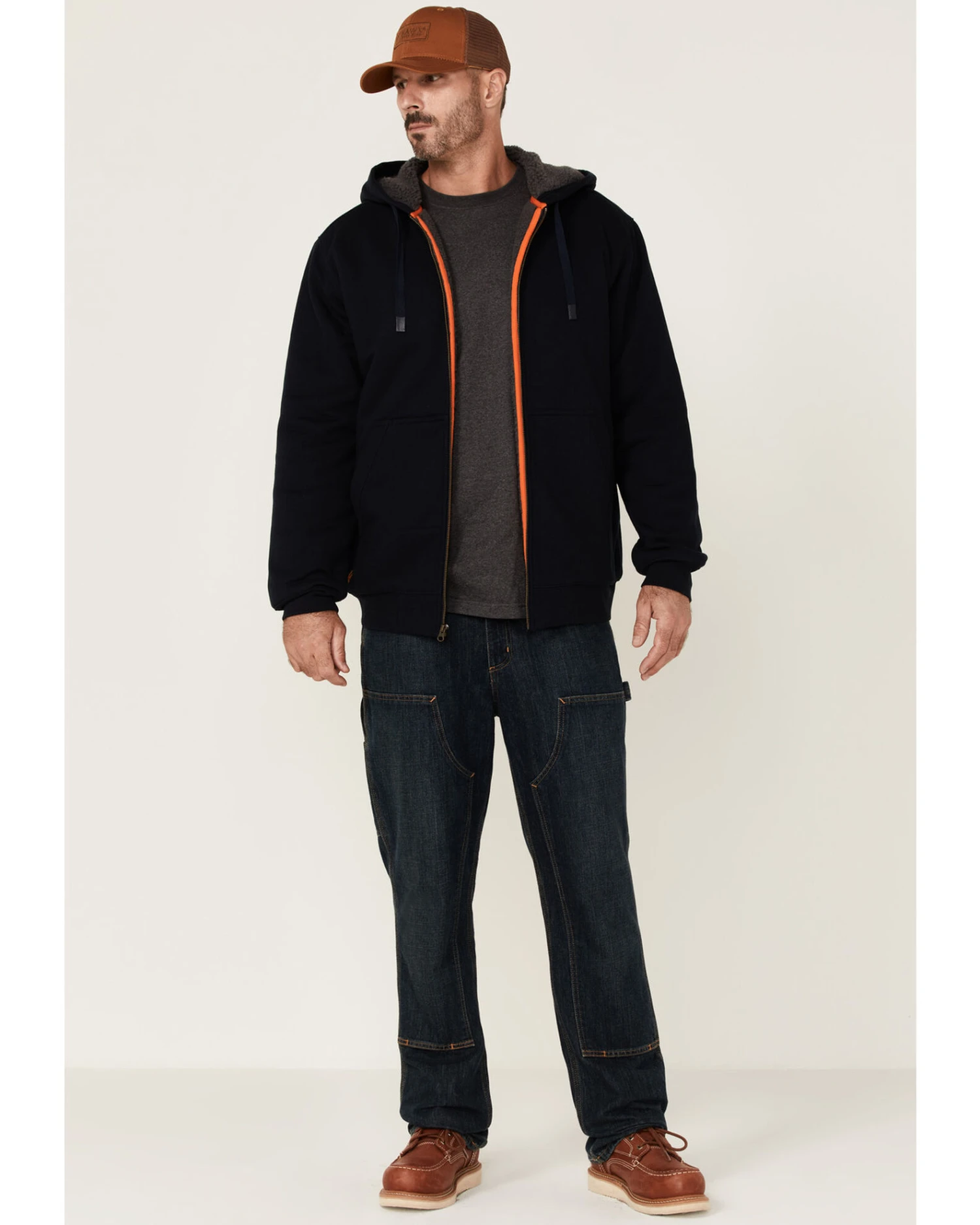 Hawx Men's Navy Sherpa Lined Zip-Front Hooded Work Jacket - Image 2