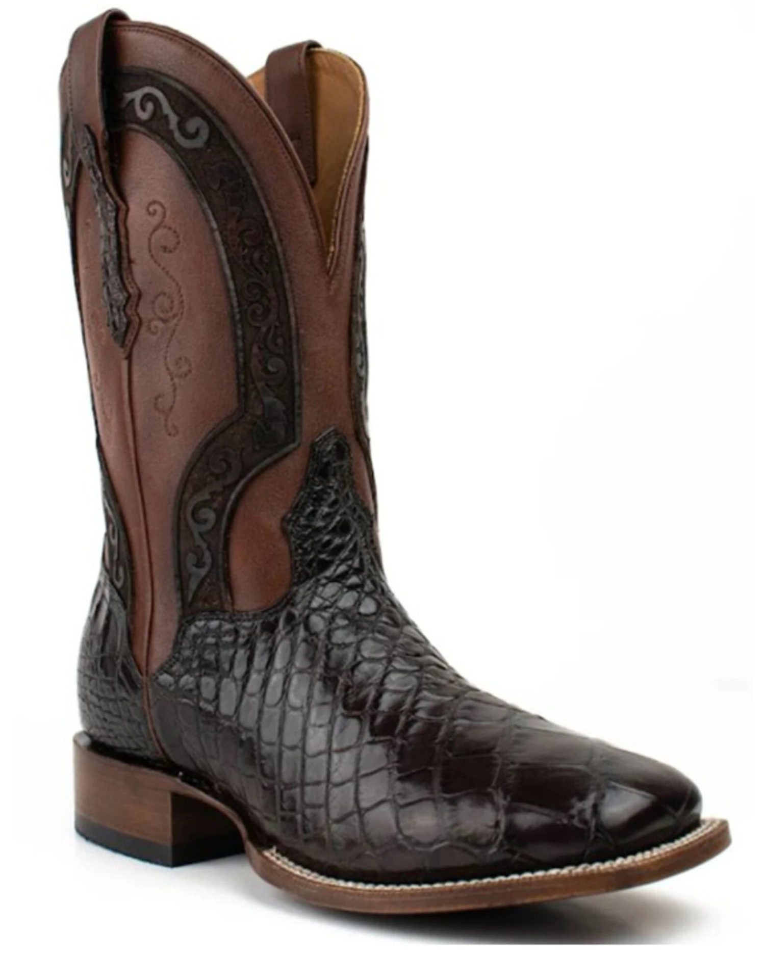 El Dorado Men's American Alligator Exotic Western Boots - Broad Square Toe - Image 7
