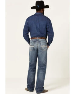 Cinch Men's Grant Medium Stonewash Broken Twill Performance Stretch Relaxed Bootcut Jeans
