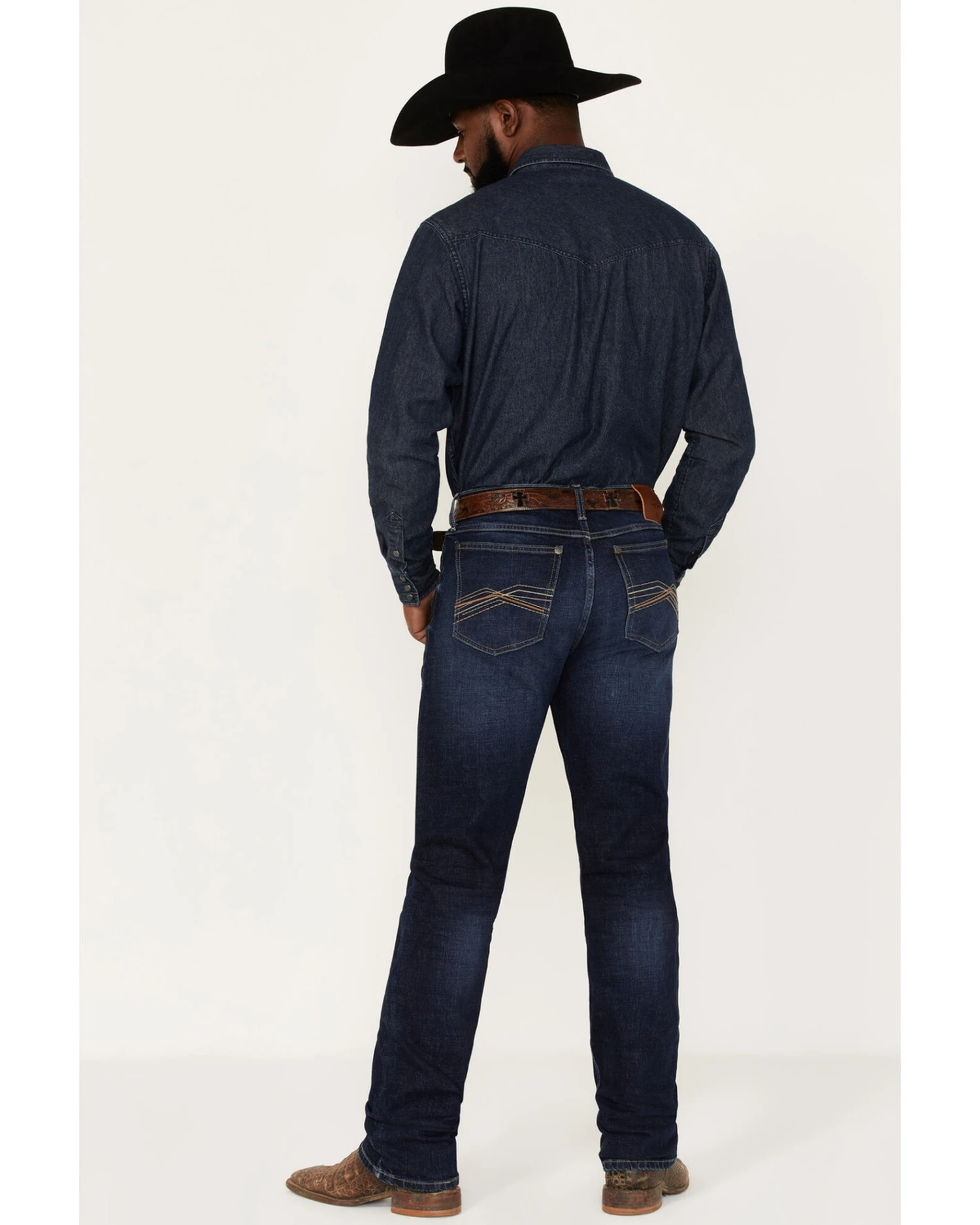 Wrangler 20X Men's Dawn Dark Wash Stretch Slim Straight Jeans - Long - Image 3