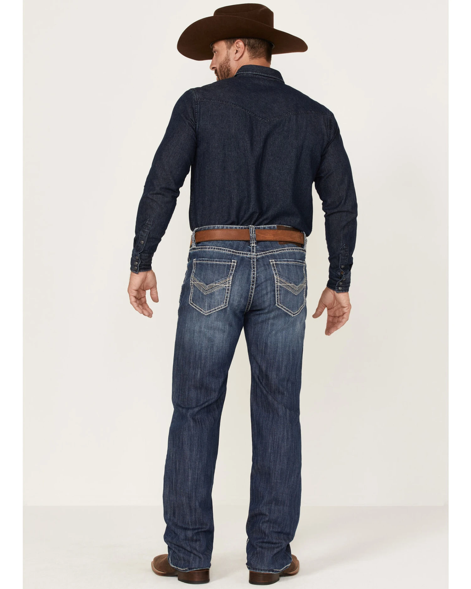 Rock & Roll Denim Men's Dark Wash Double Barrel Stretch Relaxed Straight Jeans - Image 3