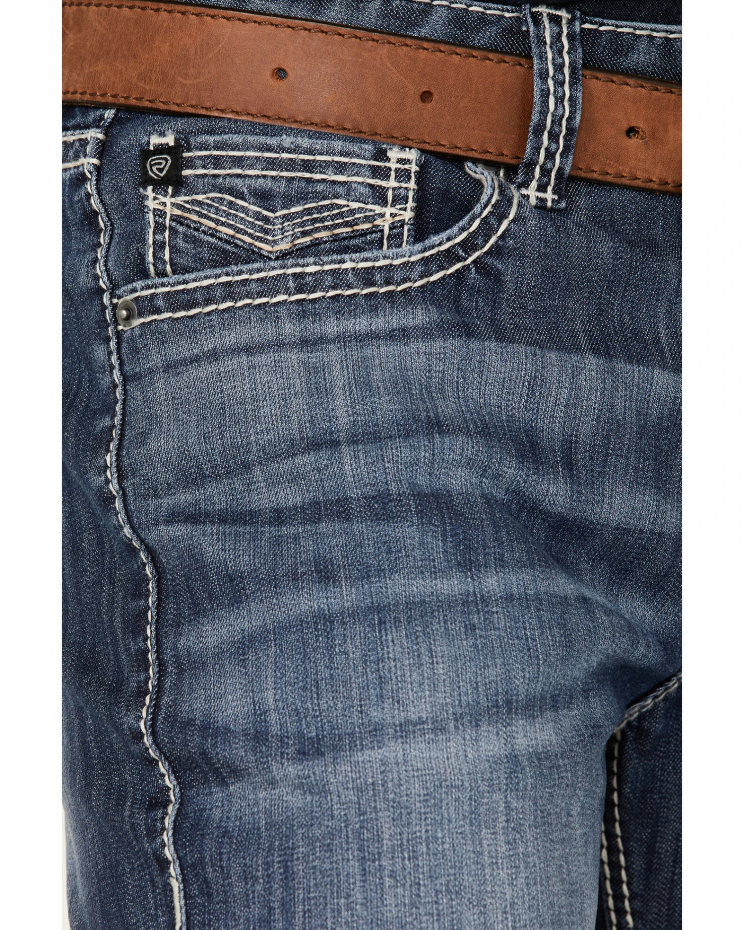 Rock & Roll Denim Men's Dark Wash Double Barrel Stretch Relaxed Straight Jeans - Image 2