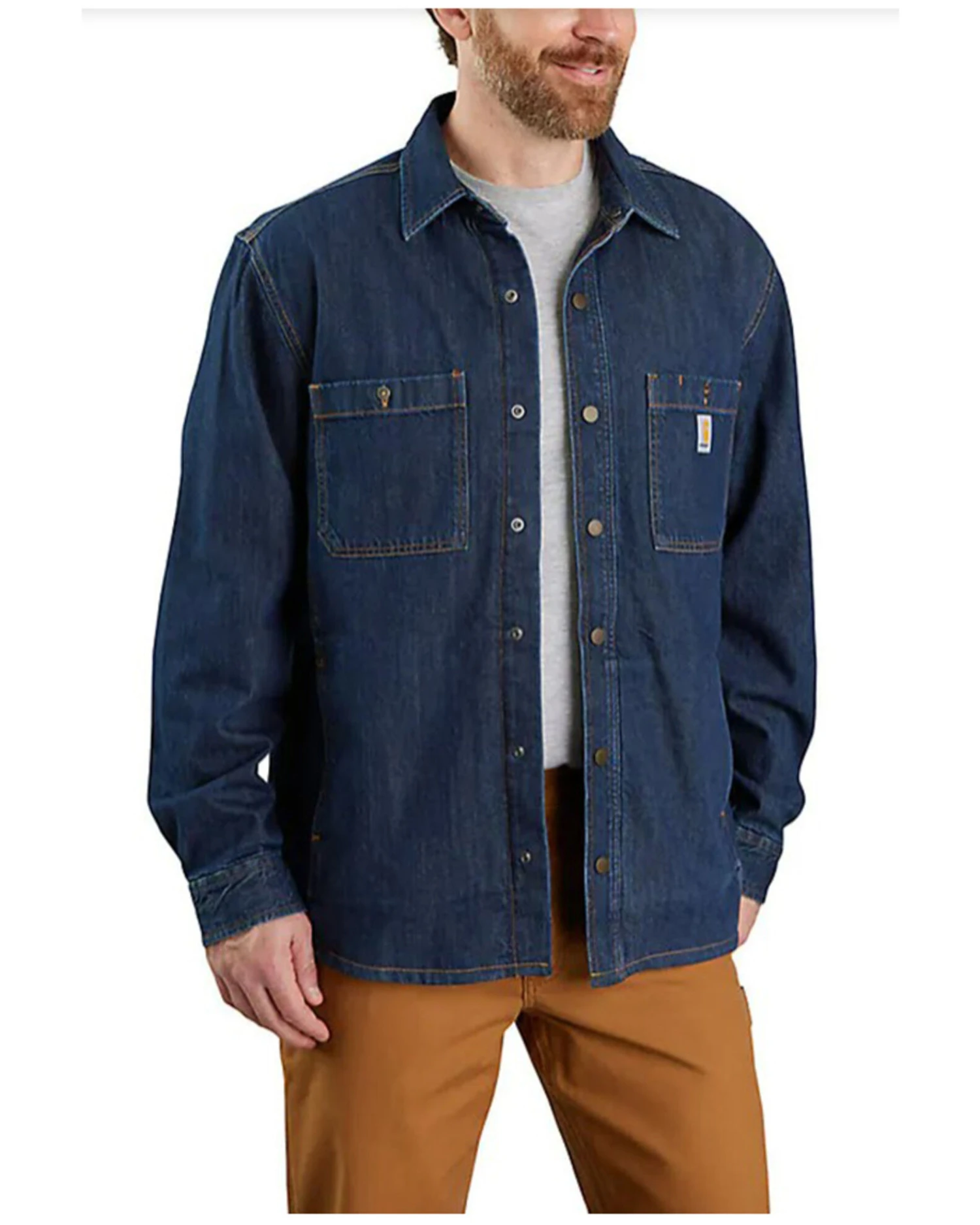 Carhartt Men's Relaxed Fit Denim Fleece Lined Snap-Front Shirt Jacket - Image 3