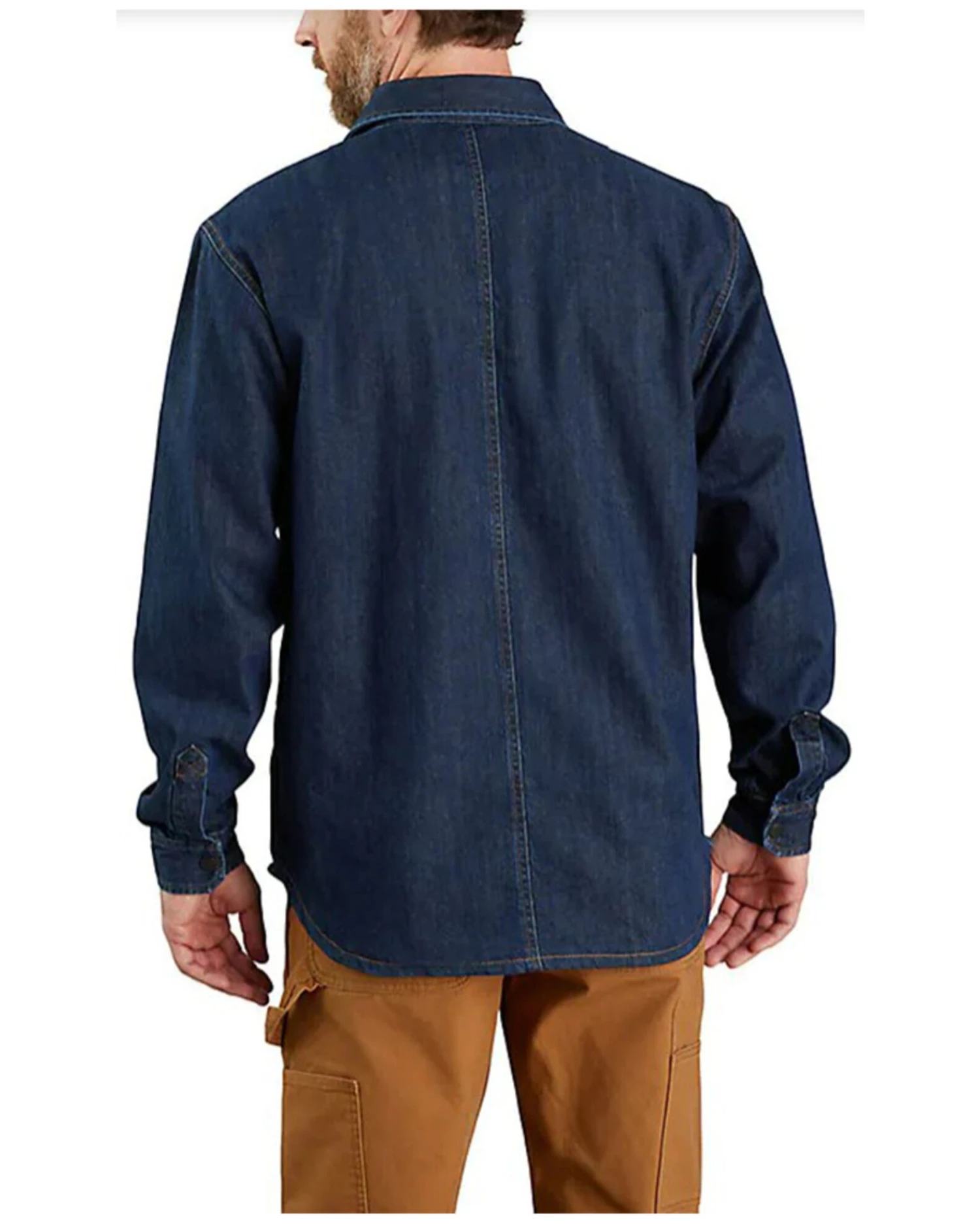 Carhartt Men's Relaxed Fit Denim Fleece Lined Snap-Front Shirt Jacket - Image 2
