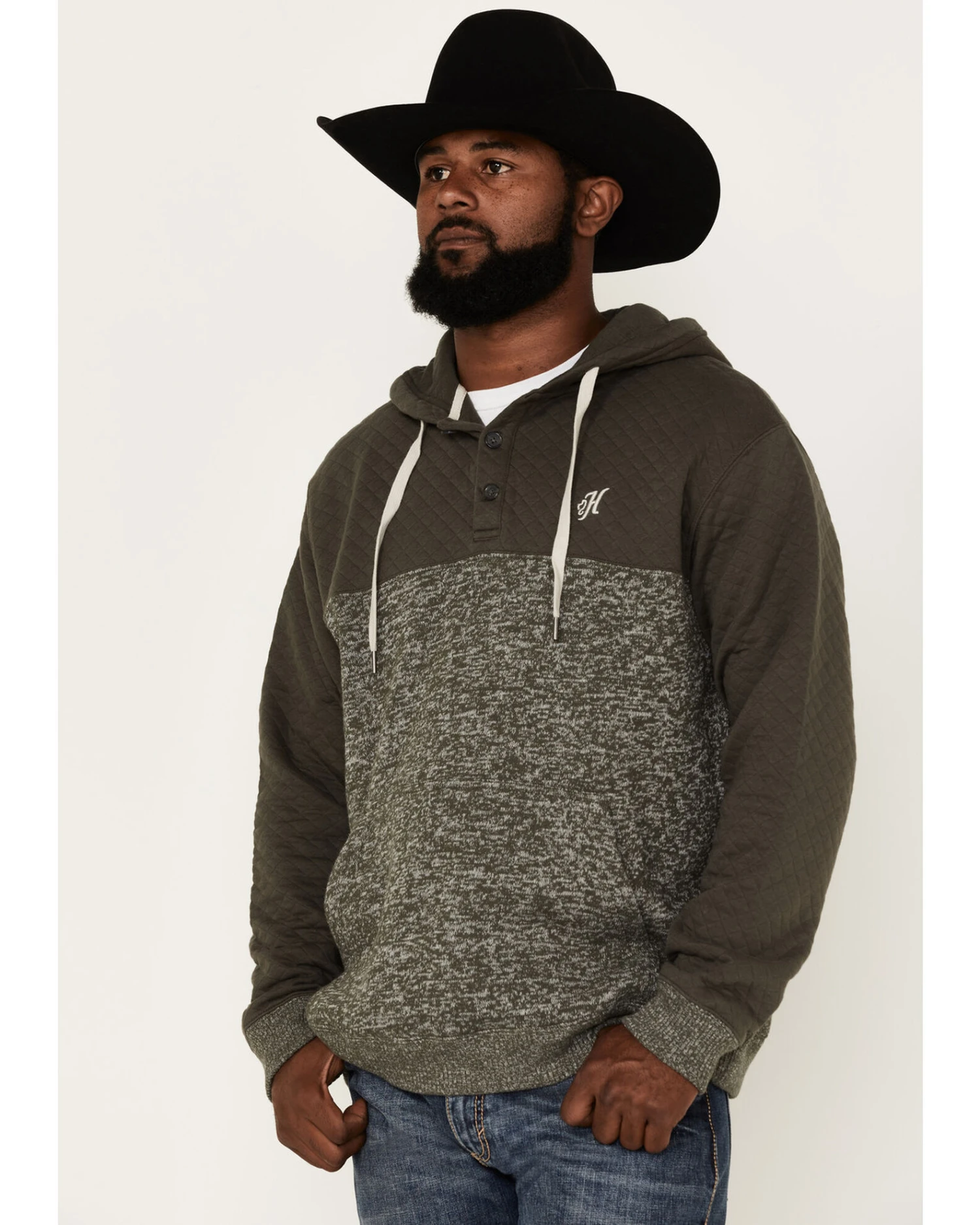 Hooey Men's Jimmy Quilted 1/4 Button Hooded Pullover - Image 2