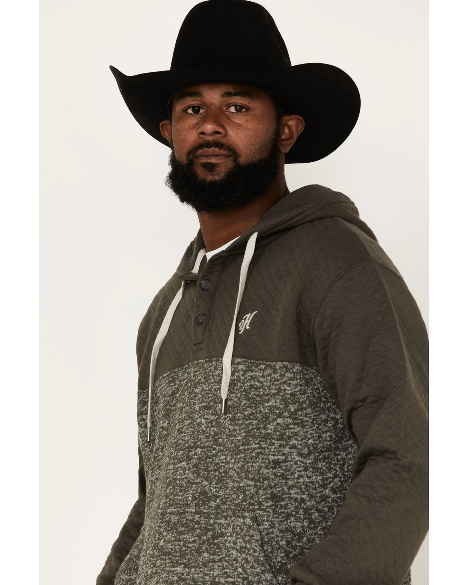 Hooey Men's Jimmy Quilted 1/4 Button Hooded Pullover - Image 4