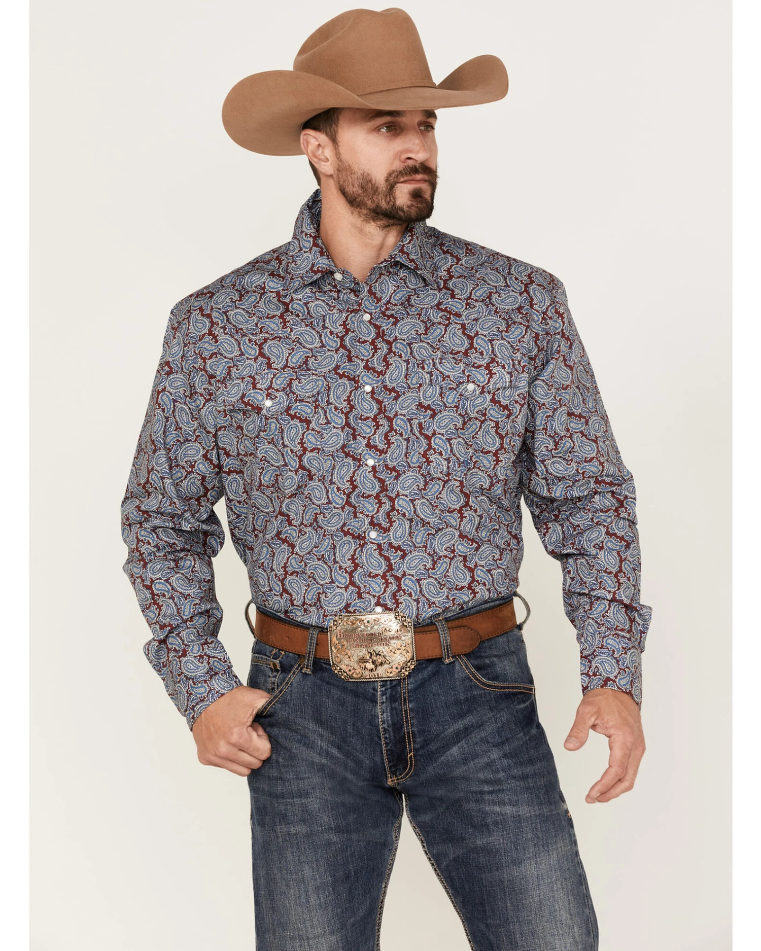 Roper Men's Liberty Bell Paisley Print Long Sleeve Pearl Snap Western Shirt - Image 4