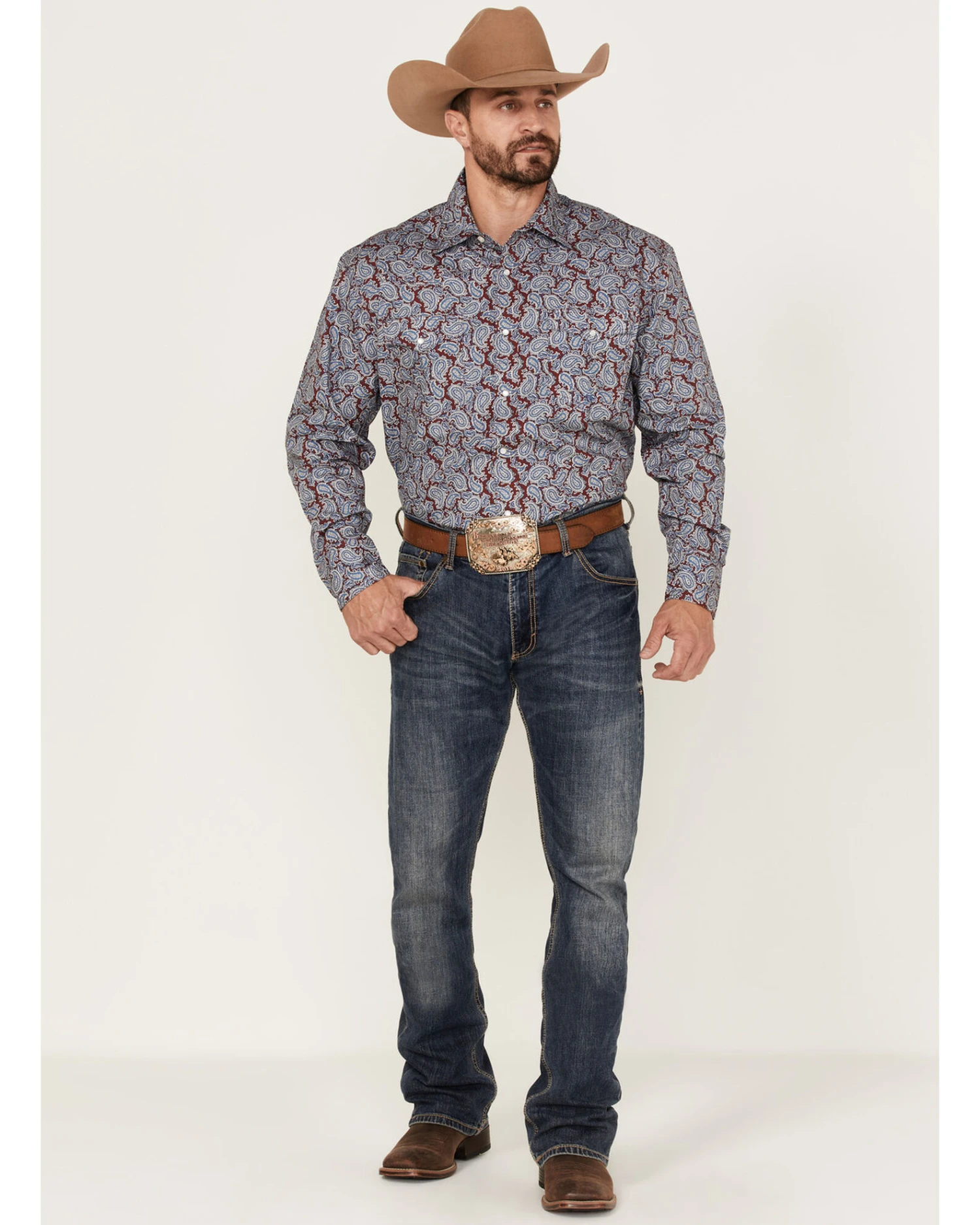Roper Men's Liberty Bell Paisley Print Long Sleeve Pearl Snap Western Shirt - Image 2