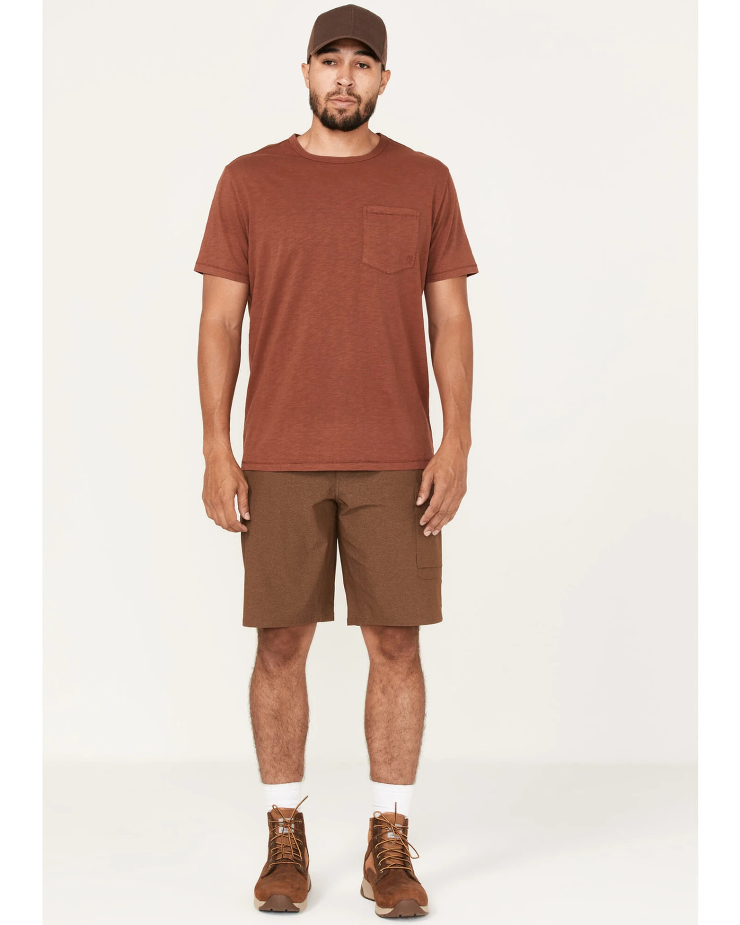Brothers & Sons Men's Stretch Ripstop Brown Slim Straight Cargo Shorts - Image 4