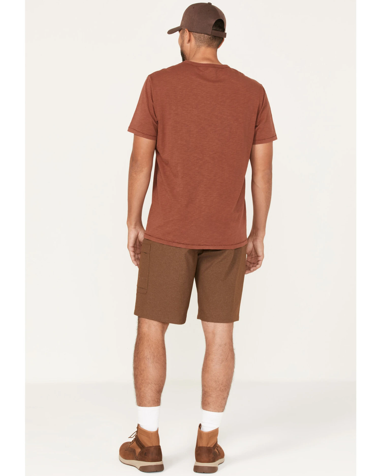 Brothers & Sons Men's Stretch Ripstop Brown Slim Straight Cargo Shorts