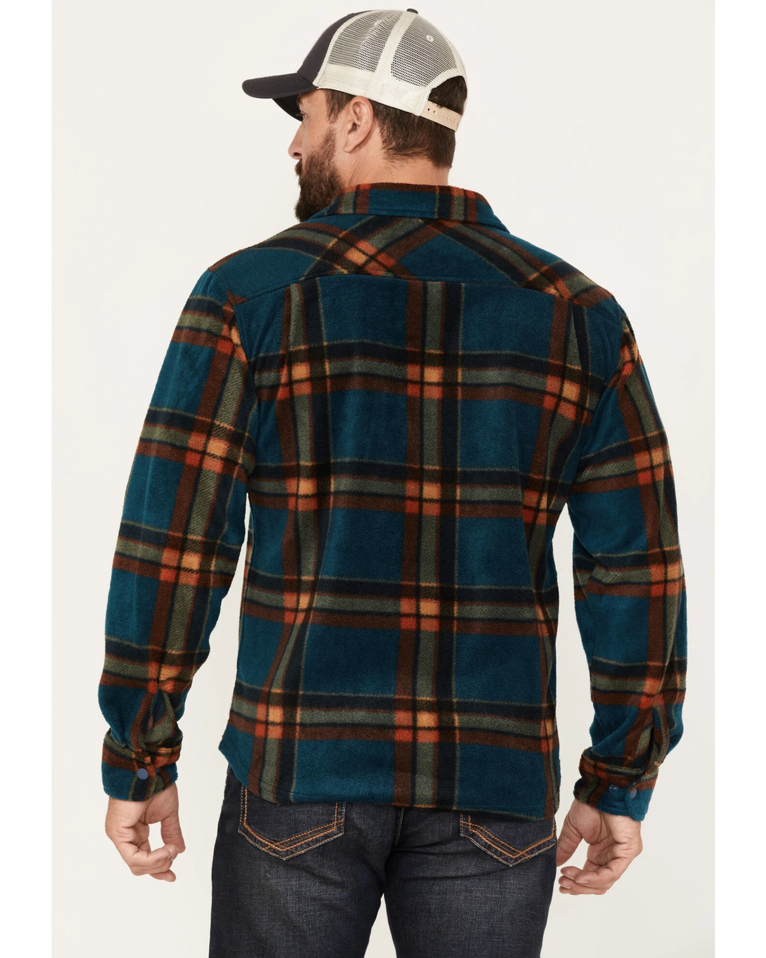 Brixton Men's Plaid Print Bowery Long Sleeve Arctic Stretch Fleece Jacket - Image 2