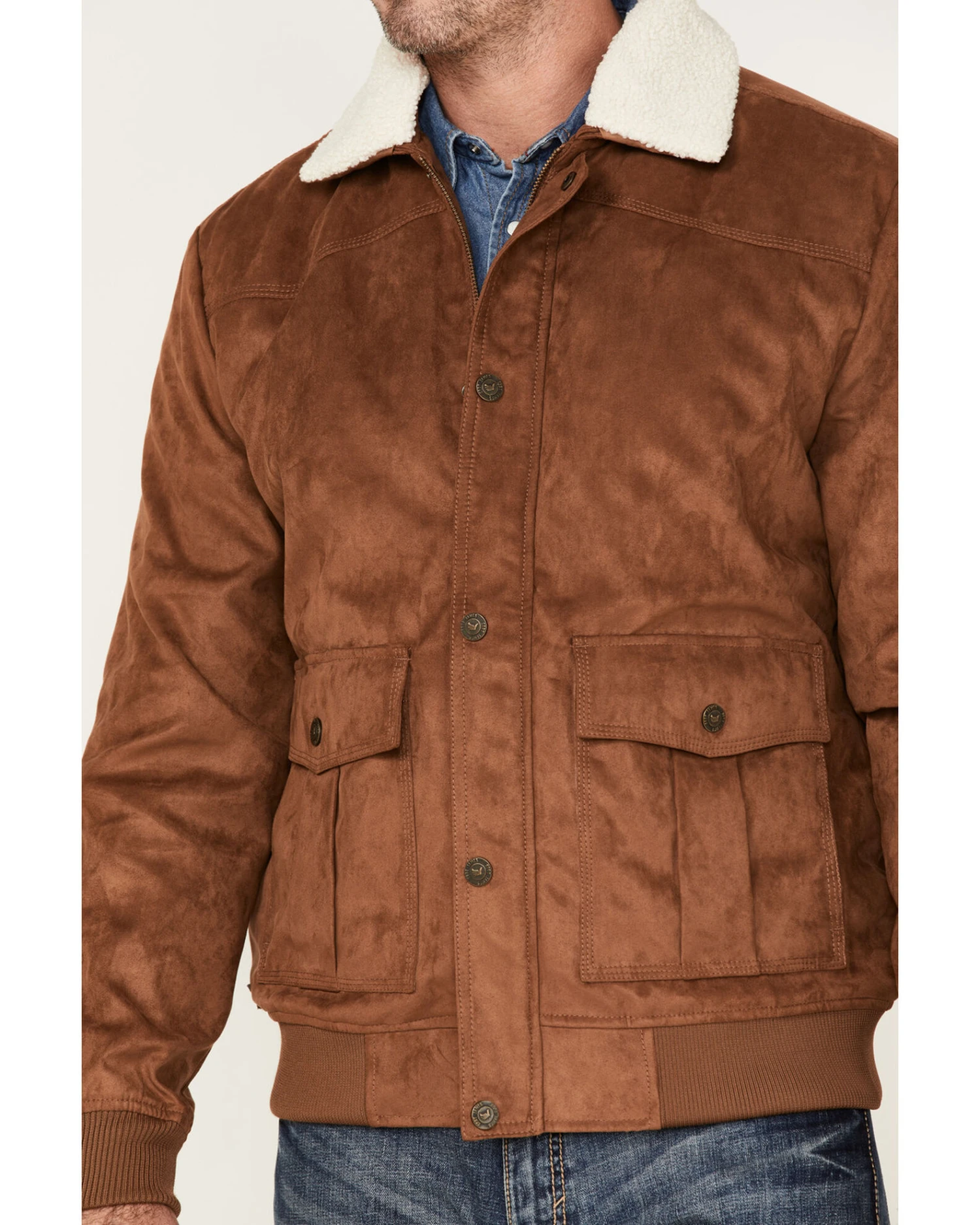 Cody James Men's Edward Faux Suede Sherpa Collar Bomber Jacket - Image 3