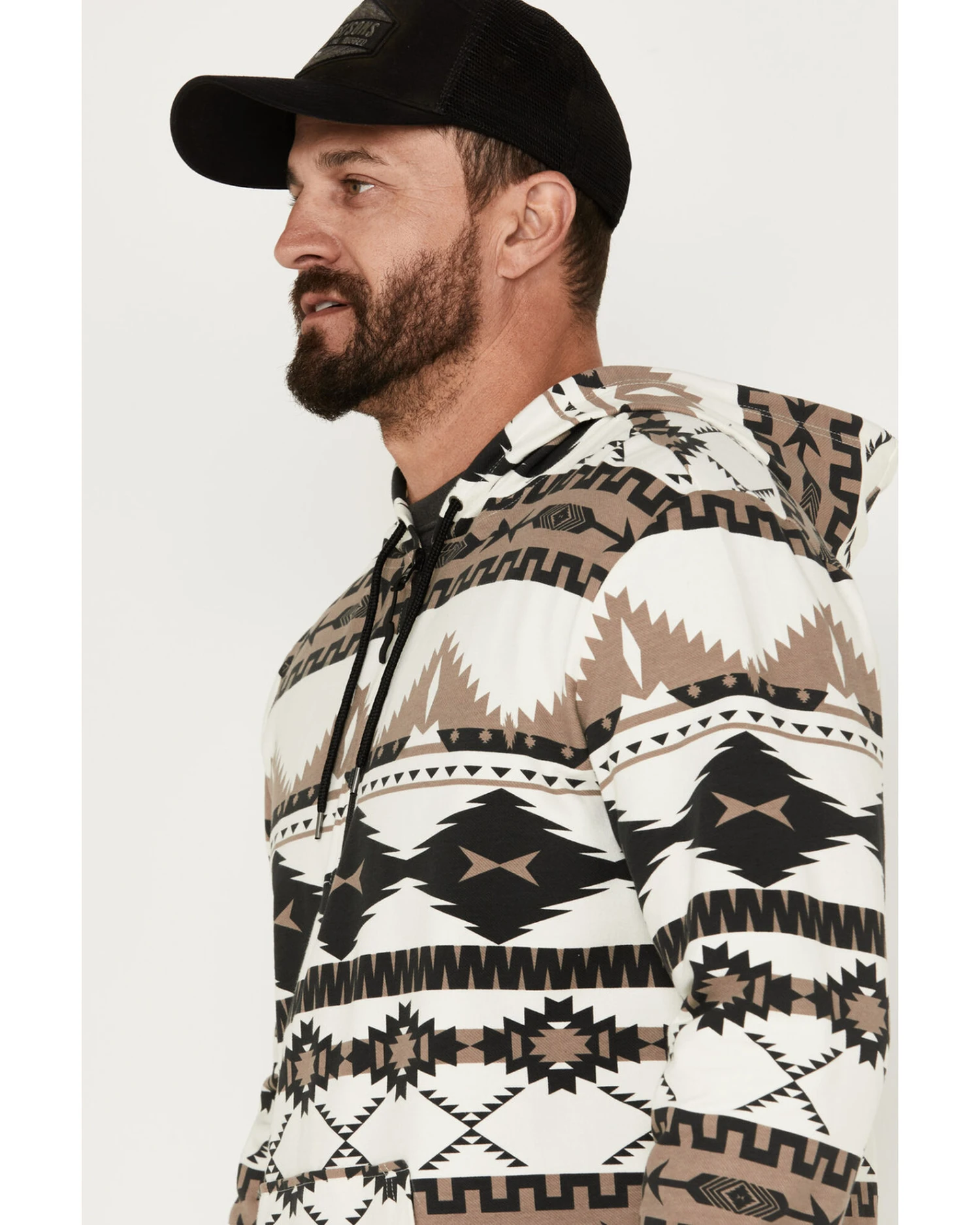 Powder River Outfitters Men's 1/4 Zip Southwestern Print Hooded Sweatshirt - Image 4