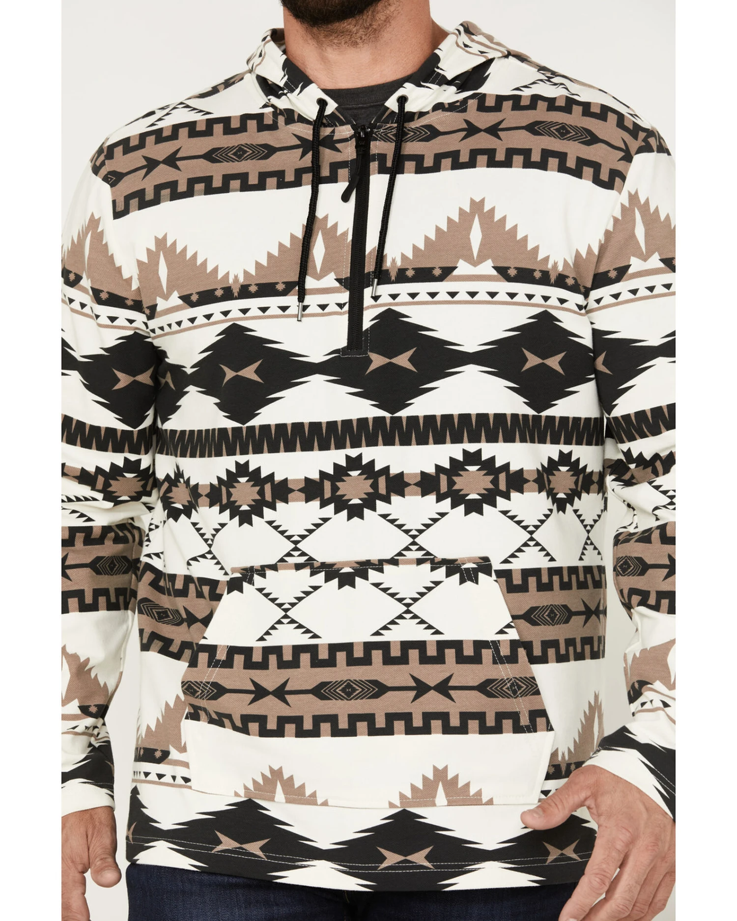 Powder River Outfitters Men's 1/4 Zip Southwestern Print Hooded Sweatshirt - Image 2