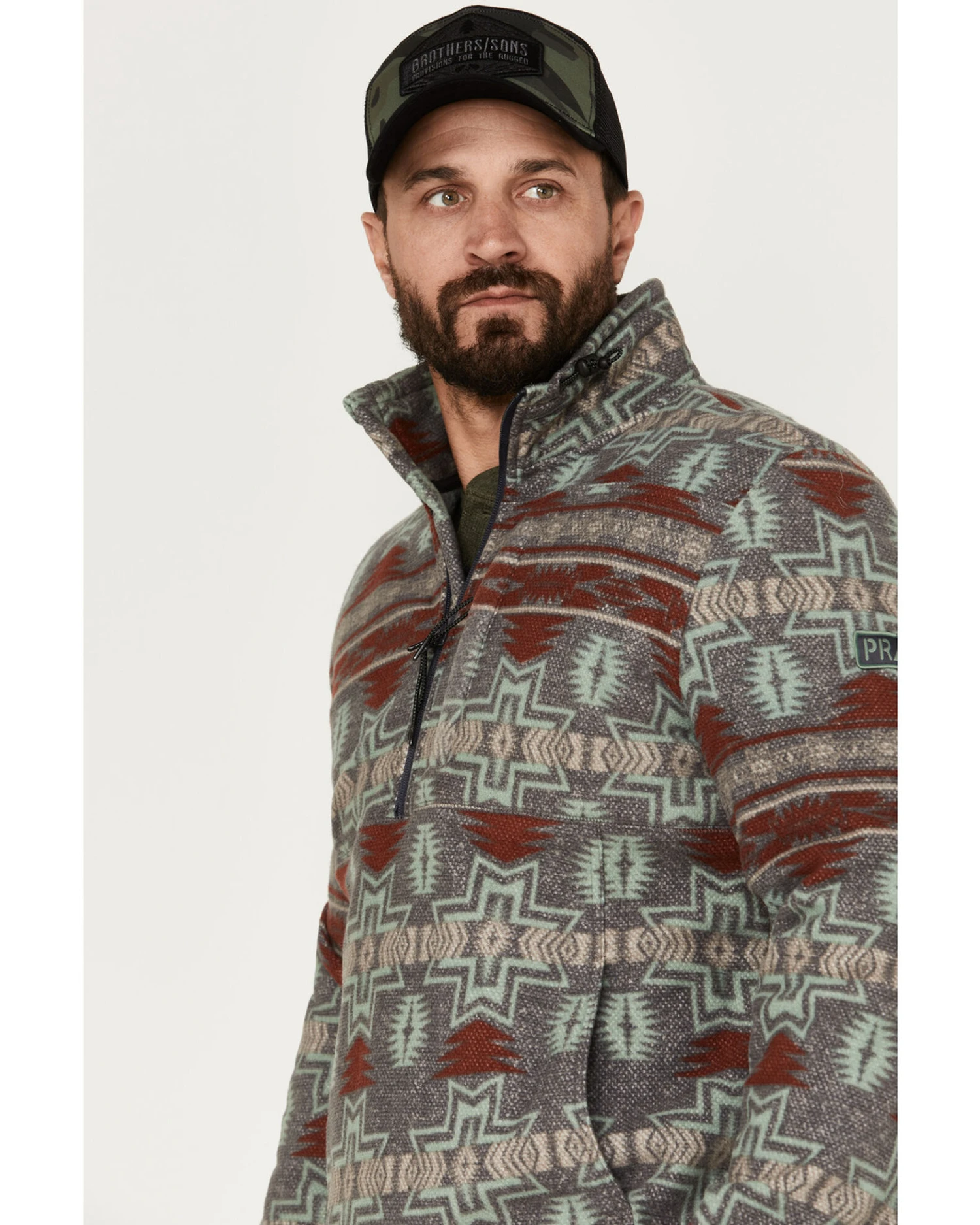 Powder River Outfitters Men's 1/2 Zip Southwestern Print Fleece Sweatshirt