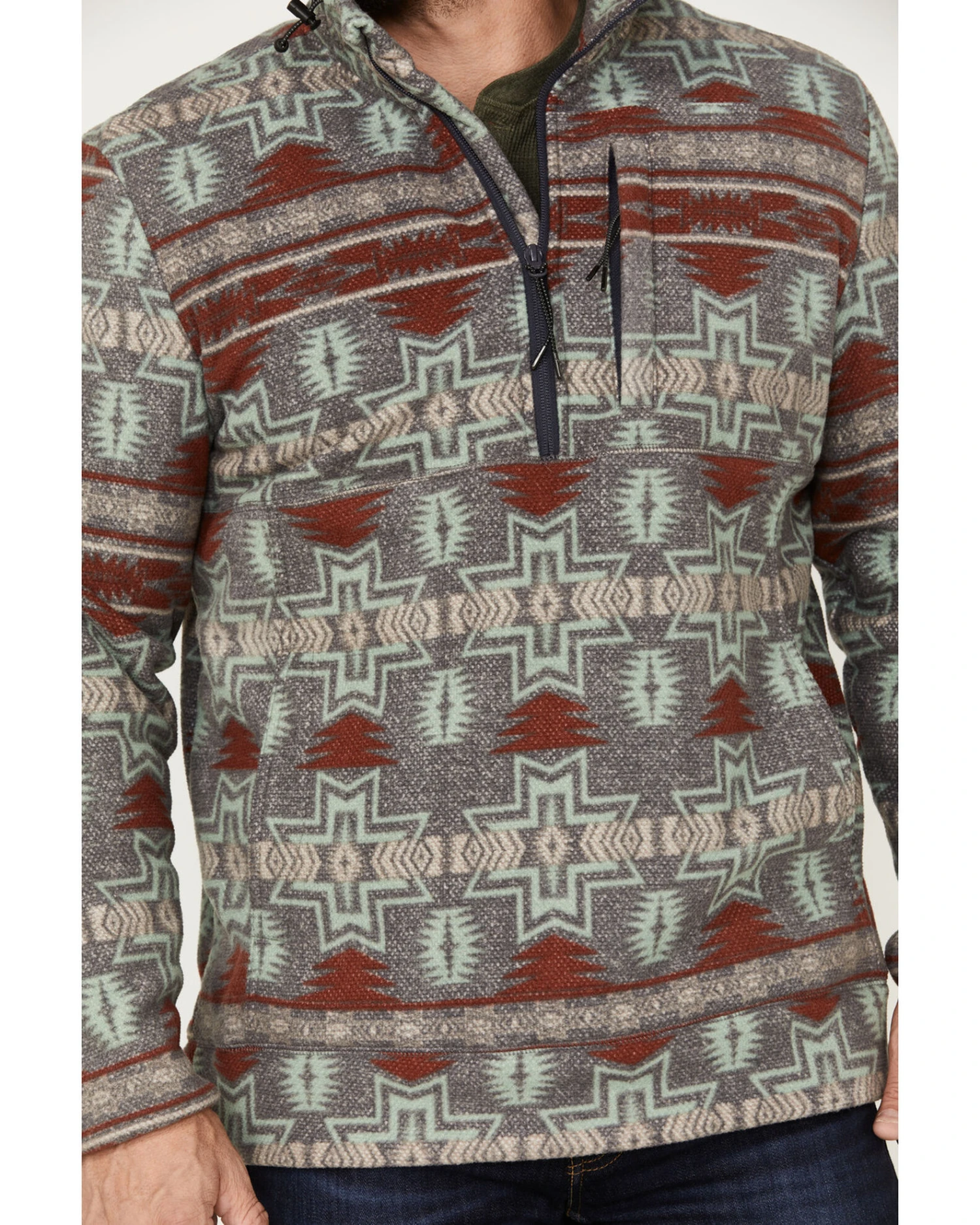 Powder River Outfitters Men's 1/2 Zip Southwestern Print Fleece Sweatshirt - Image 3