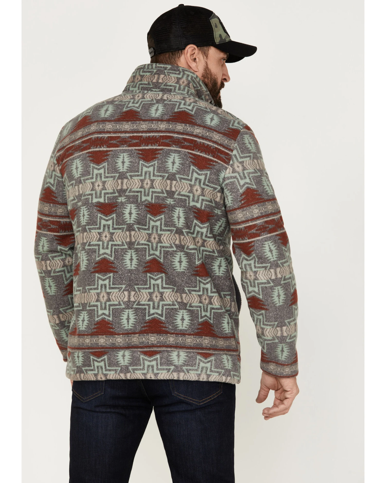 Powder River Outfitters Men's 1/2 Zip Southwestern Print Fleece Sweatshirt - Image 2