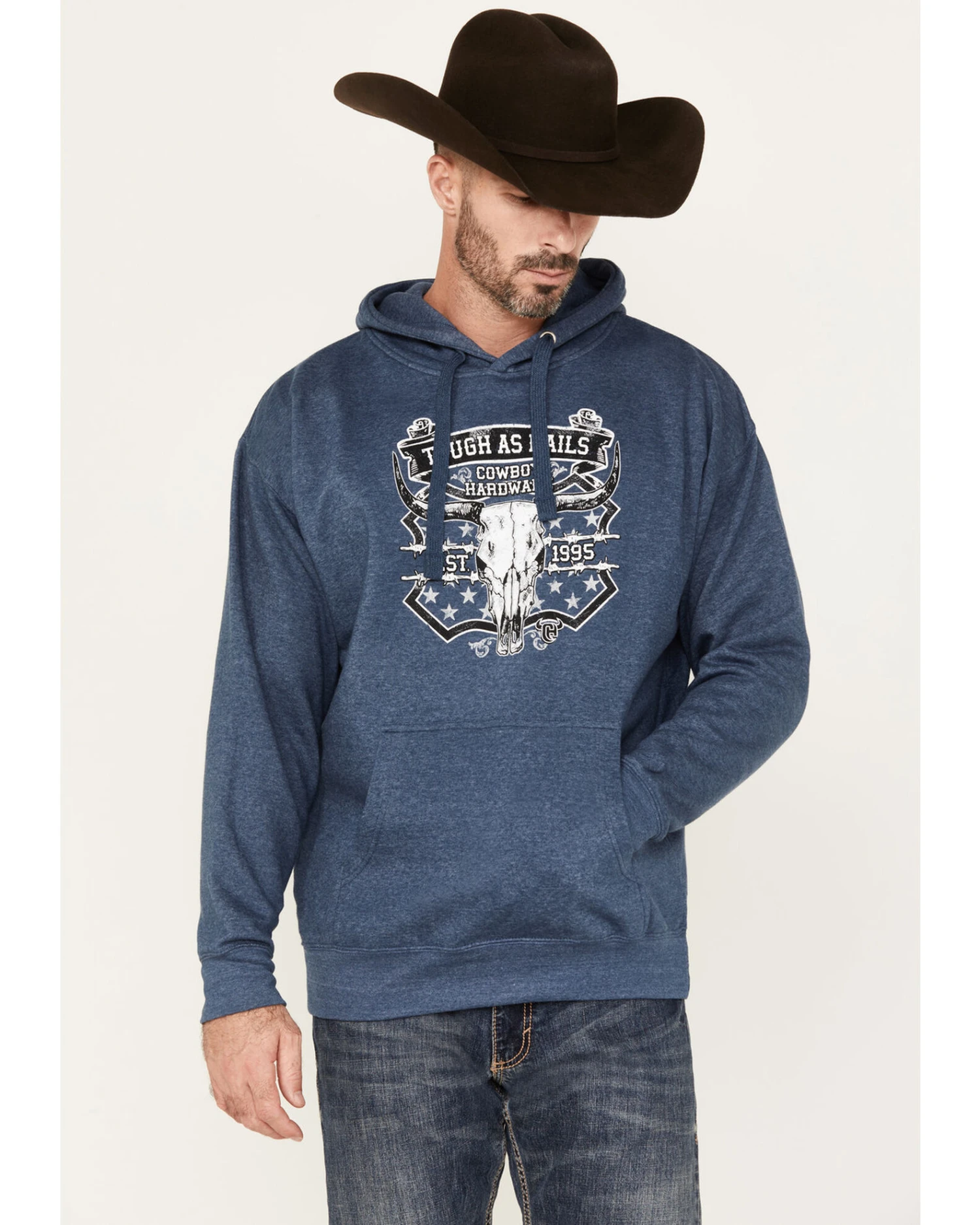 Cowboy Hardware Men's Tough As Nails Skull Graphic Hooded Sweatshirt - Image 2