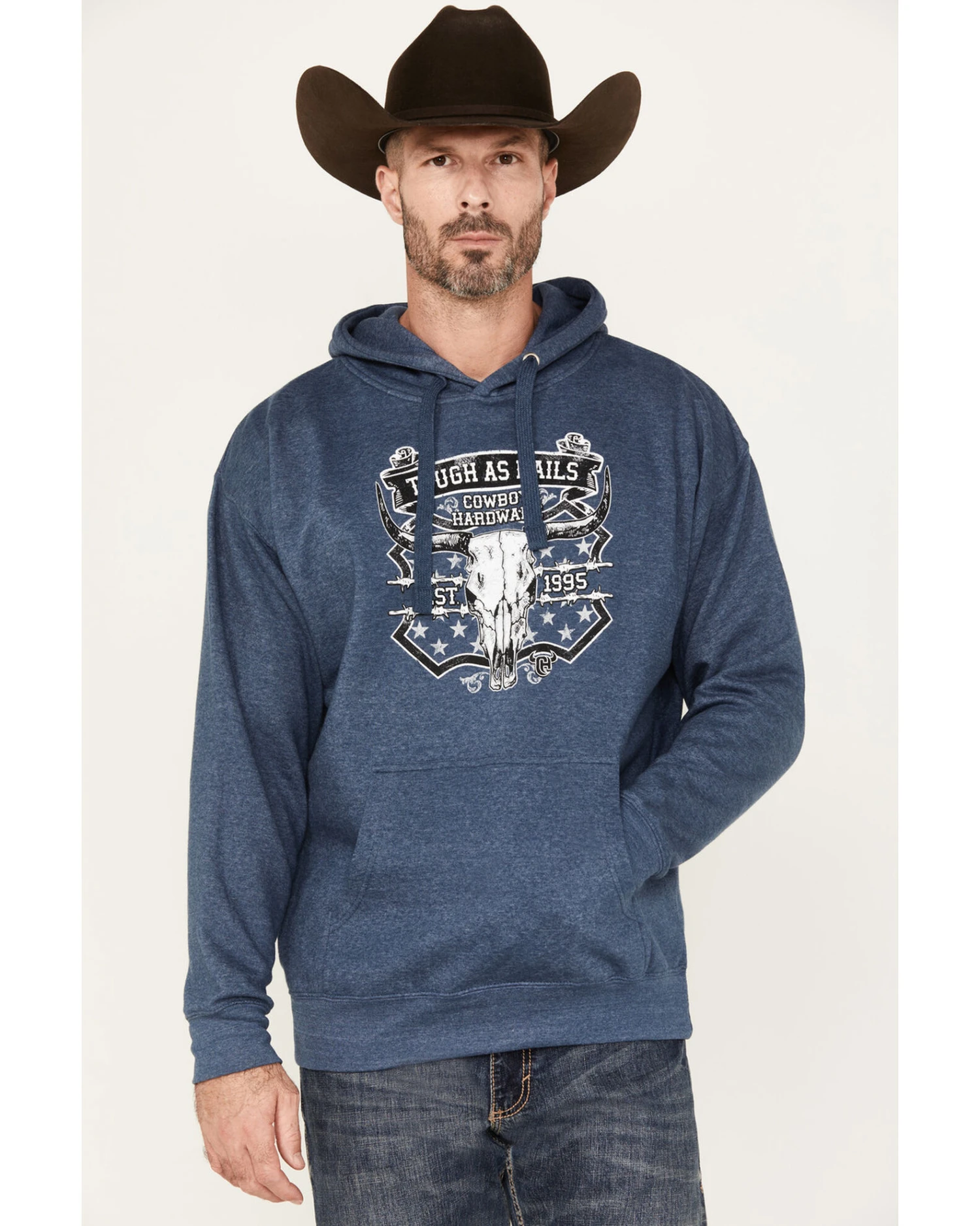 Cowboy Hardware Men's Tough As Nails Skull Graphic Hooded Sweatshirt