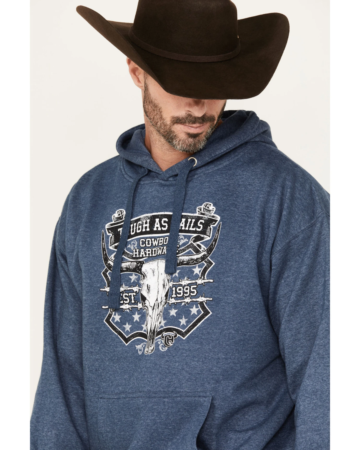 Cowboy Hardware Men's Tough As Nails Skull Graphic Hooded Sweatshirt - Image 3