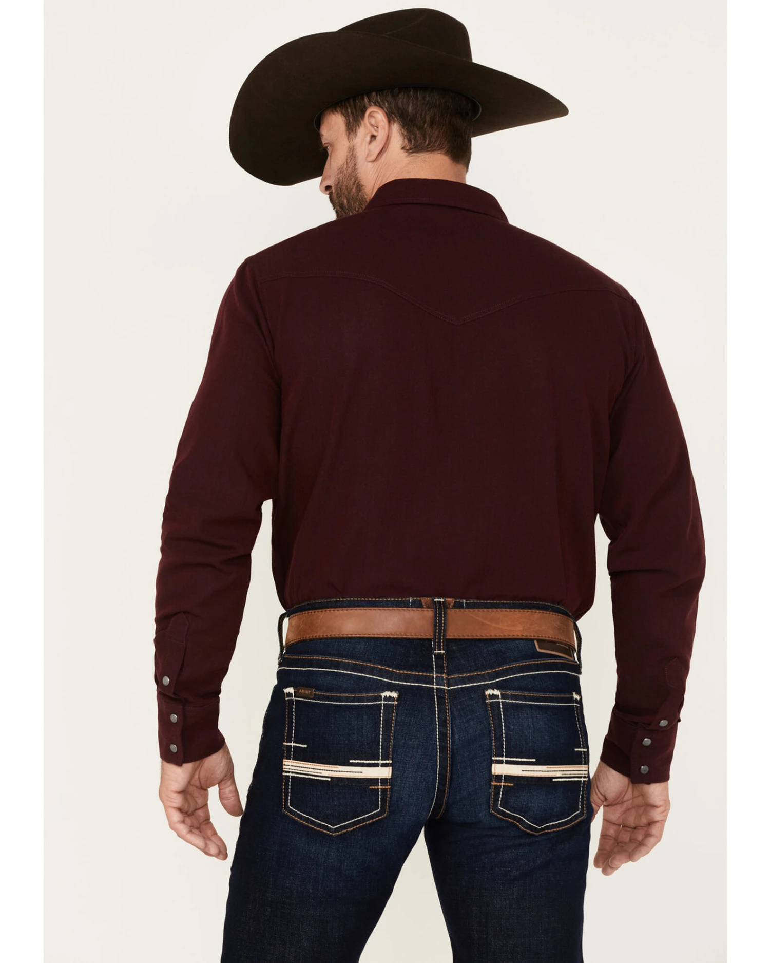 Blue Ranchwear Men's Herringbone Long Sleeve Western Snap Shirt - Image 2