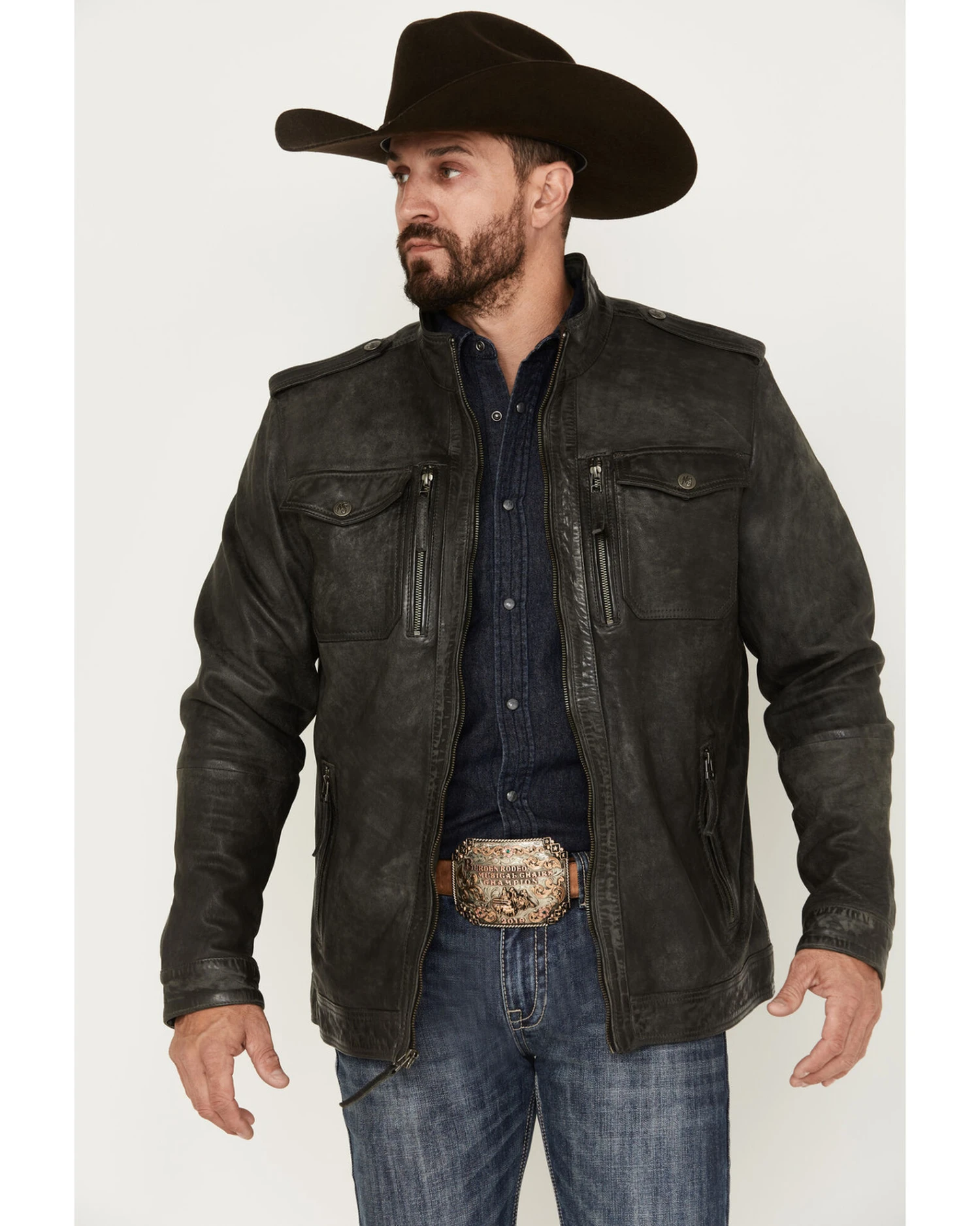 Moonshine Spirit Men's Leather Moto Jacket - Image 3
