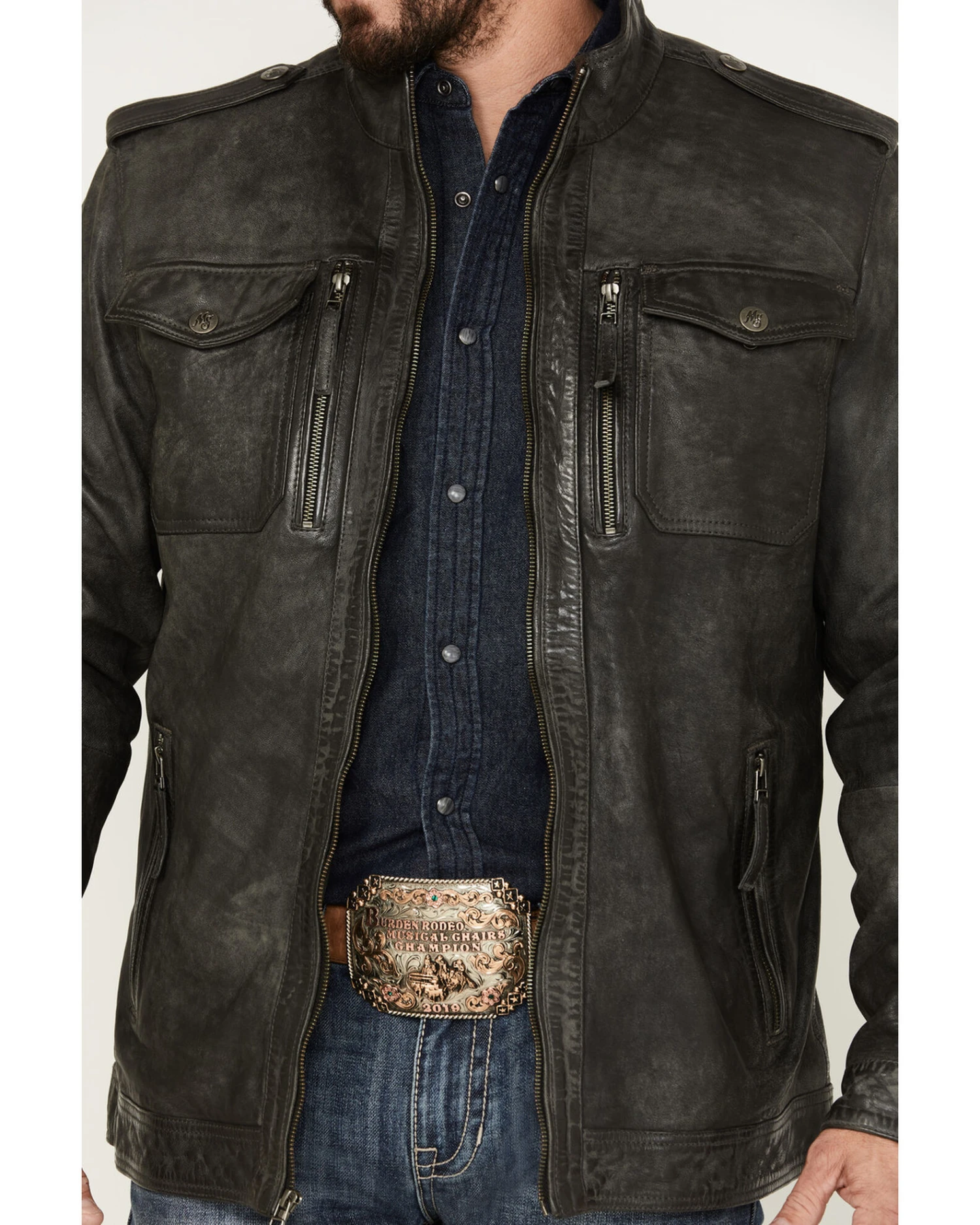 Moonshine Spirit Men's Leather Moto Jacket - Image 4