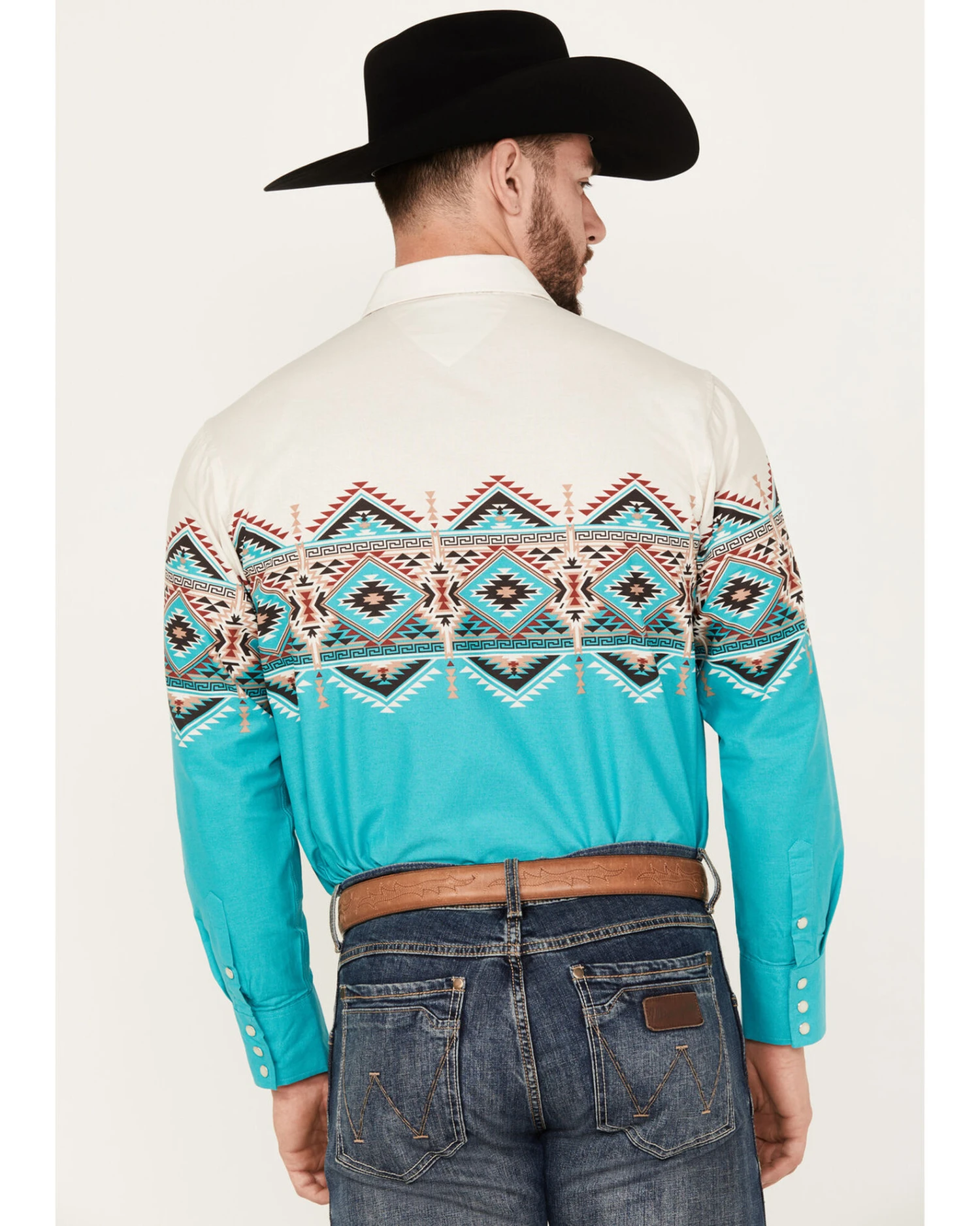 Panhandle Men's Southwestern Border Long Sleeve Pearl Snap Western Shirt - Image 2