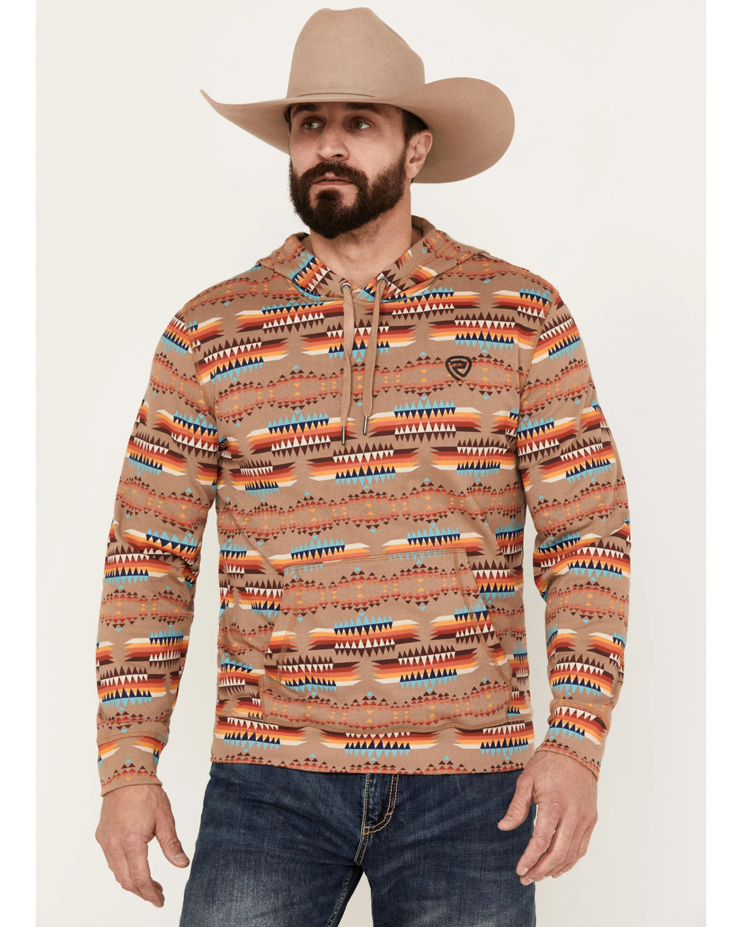 Rock & Roll Denim Men's Southwestern Print Hooded Sweatshirt