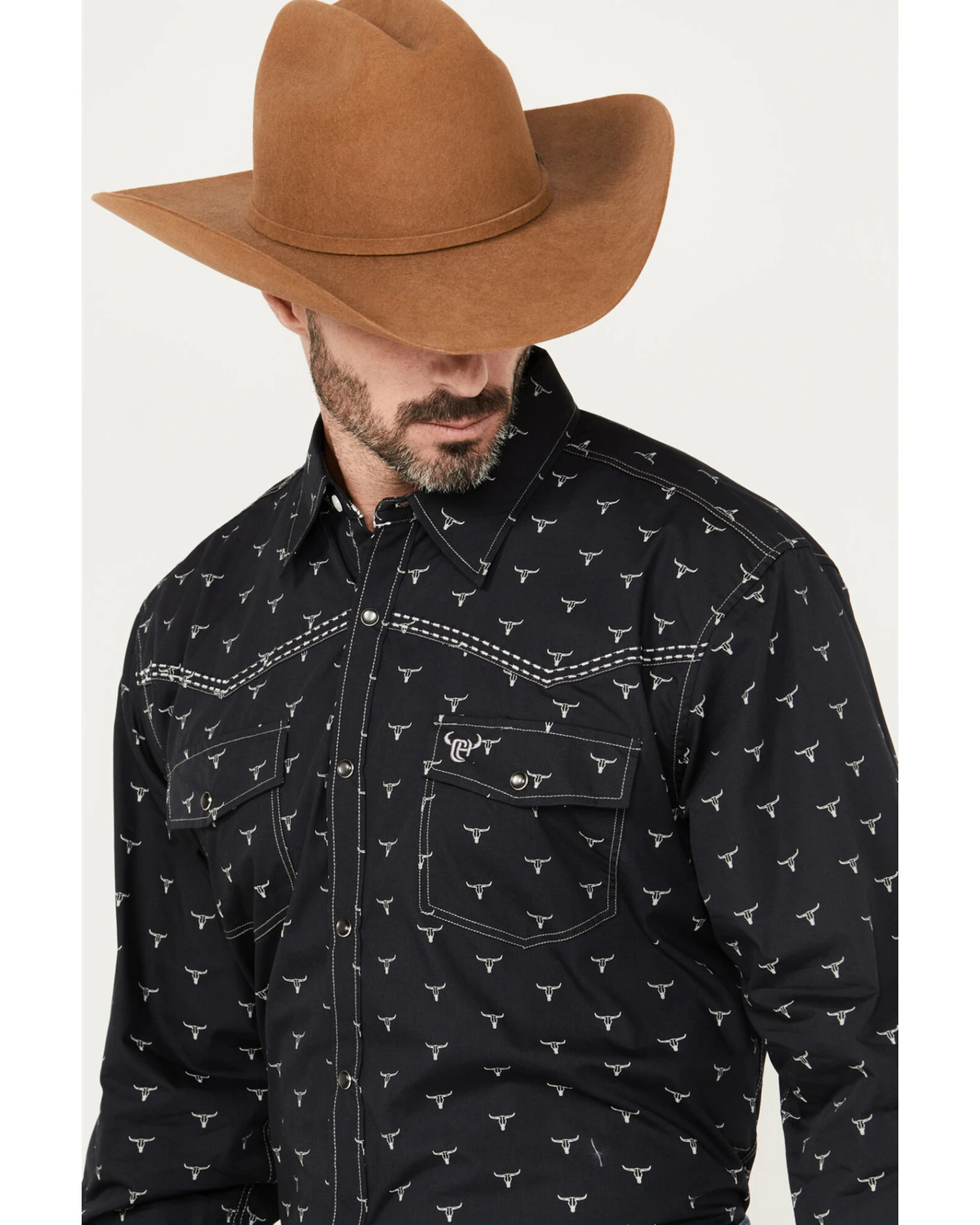 Cowboy Hardware Men's Skull Print Long Sleeve Snap Western Shirt - Image 4