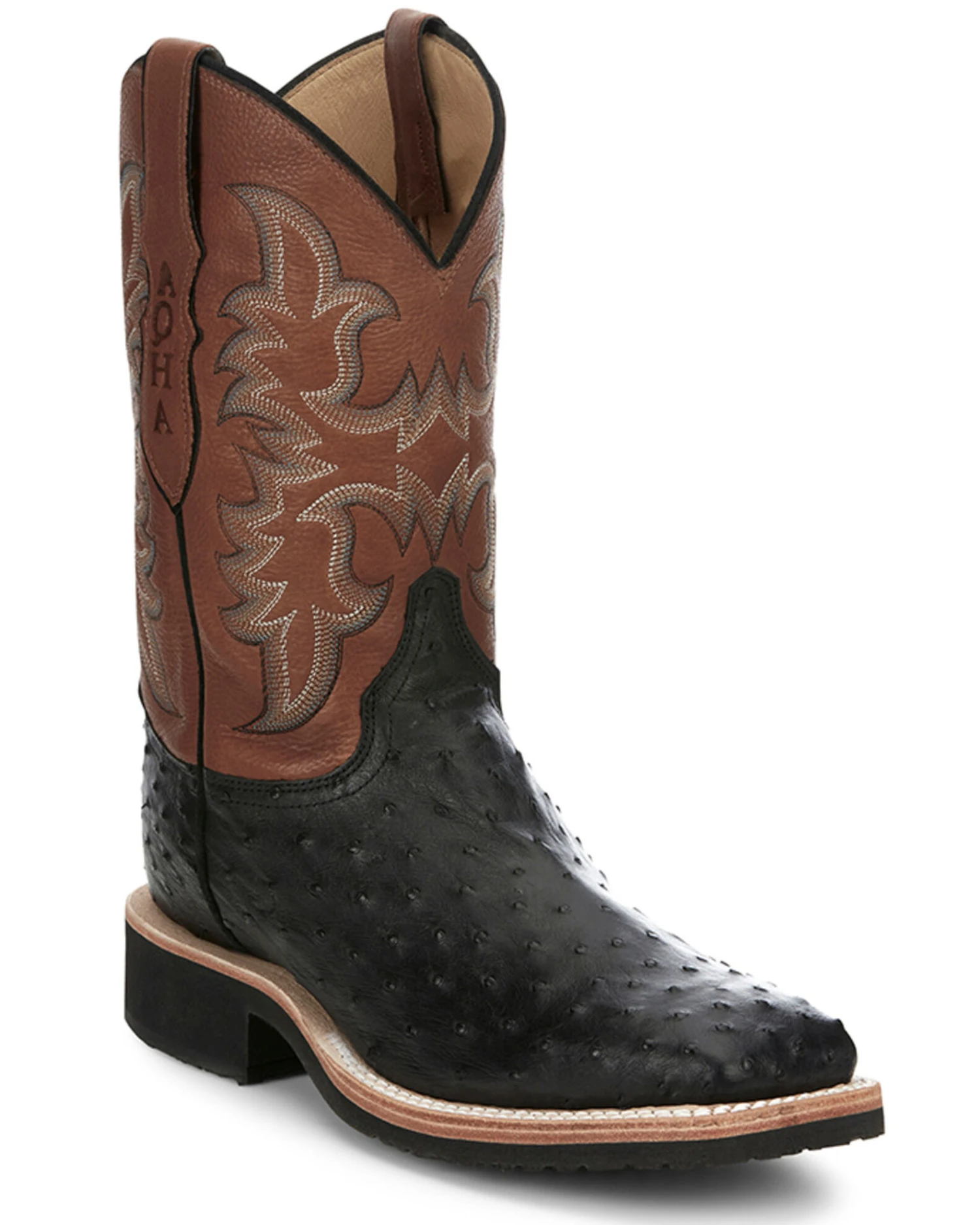 Justin Men's Drover Exotic Full Quill Ostrich Western Boots - Broad Square Toe - Image 4
