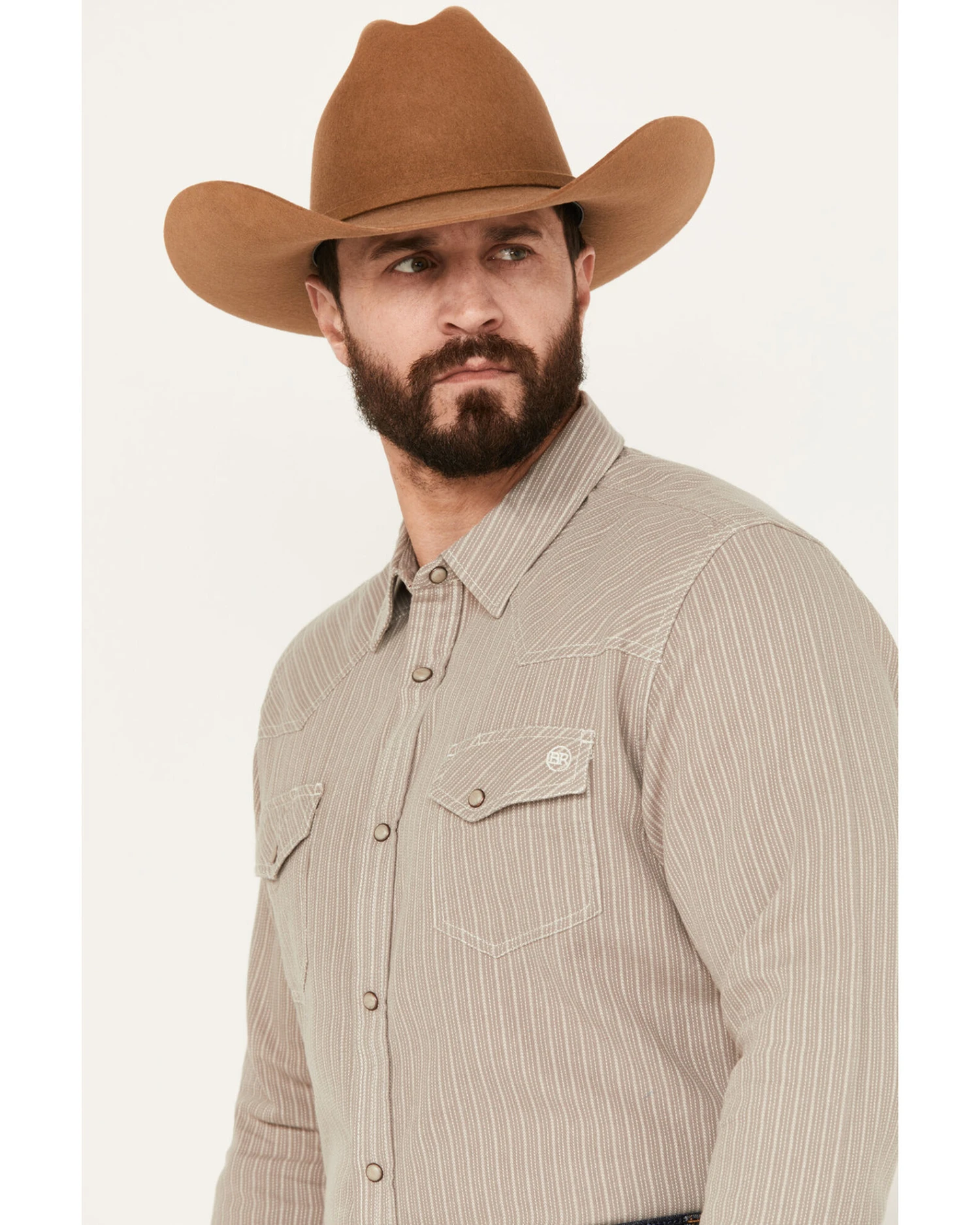 Blue Ranchwear Men's Laramie Striped Long Sleeve Western Snap Shirt - Image 4