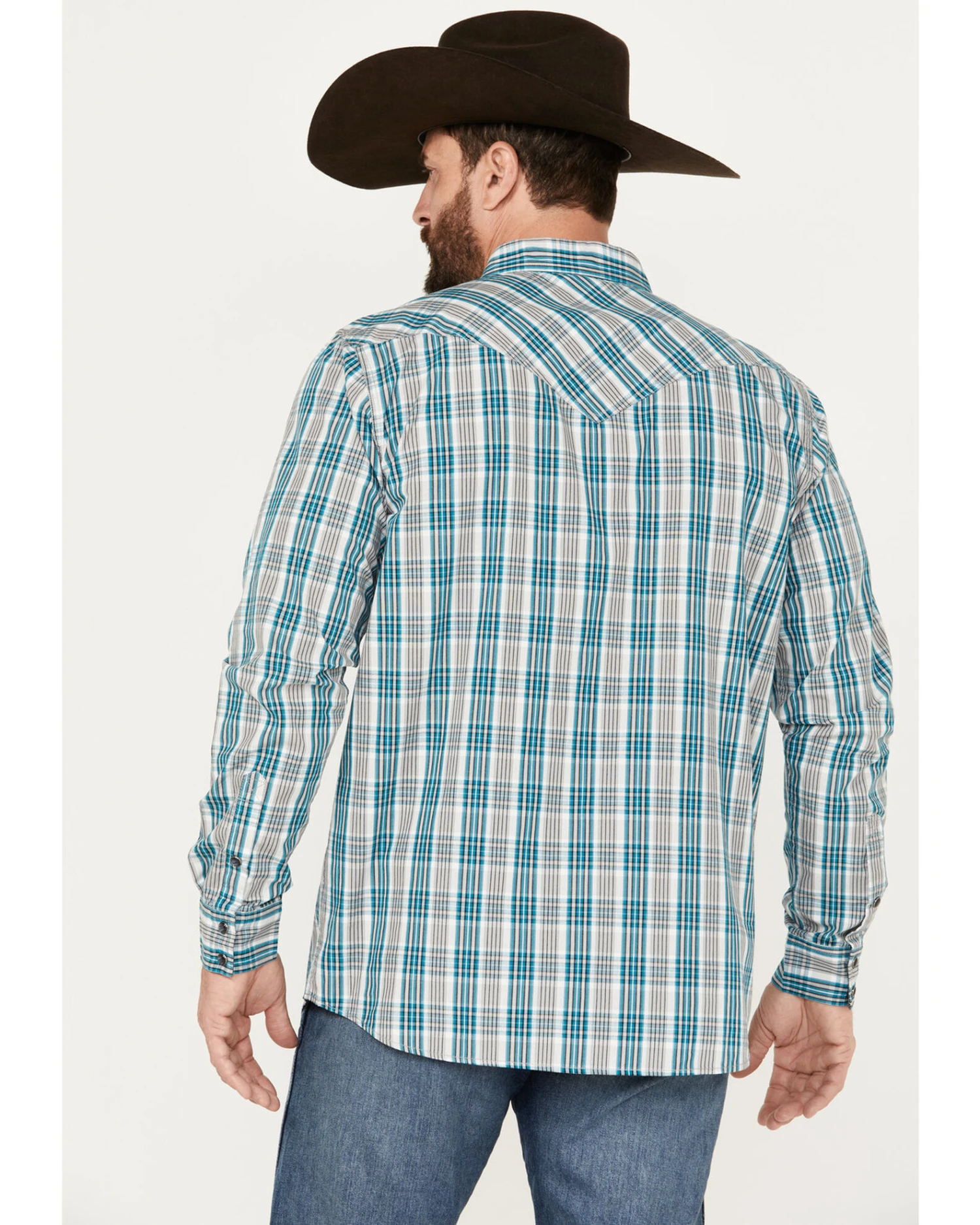 Moonshine Spirit Men's Agave Plaid Print Long Sleeve Western Snap Shirt