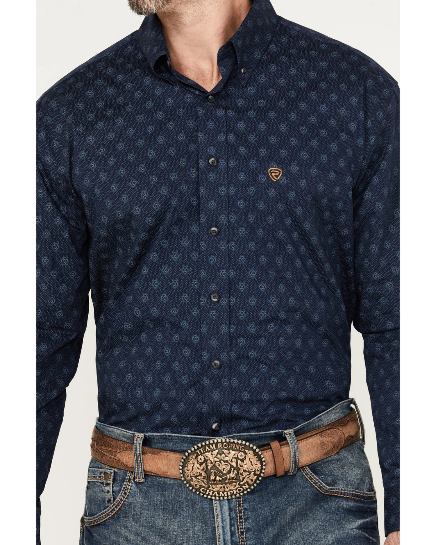 Rock & Roll Denim Men's Vintage 46 Geo Print Long Sleeve Button-Down Western Shirt - Image 2