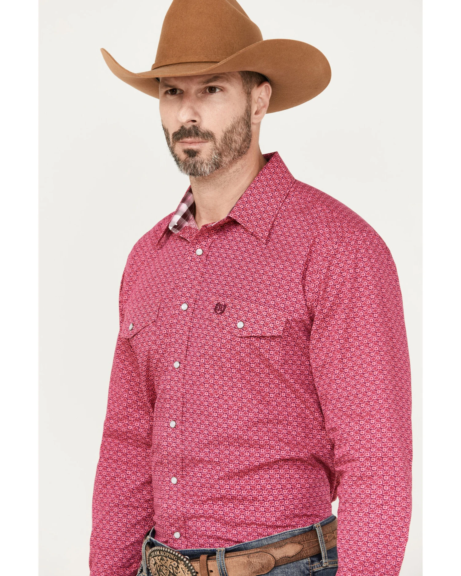 Panhandle Select Men's Geo Print Long Sleeve Pearl Snap Western Shirt - Image 4