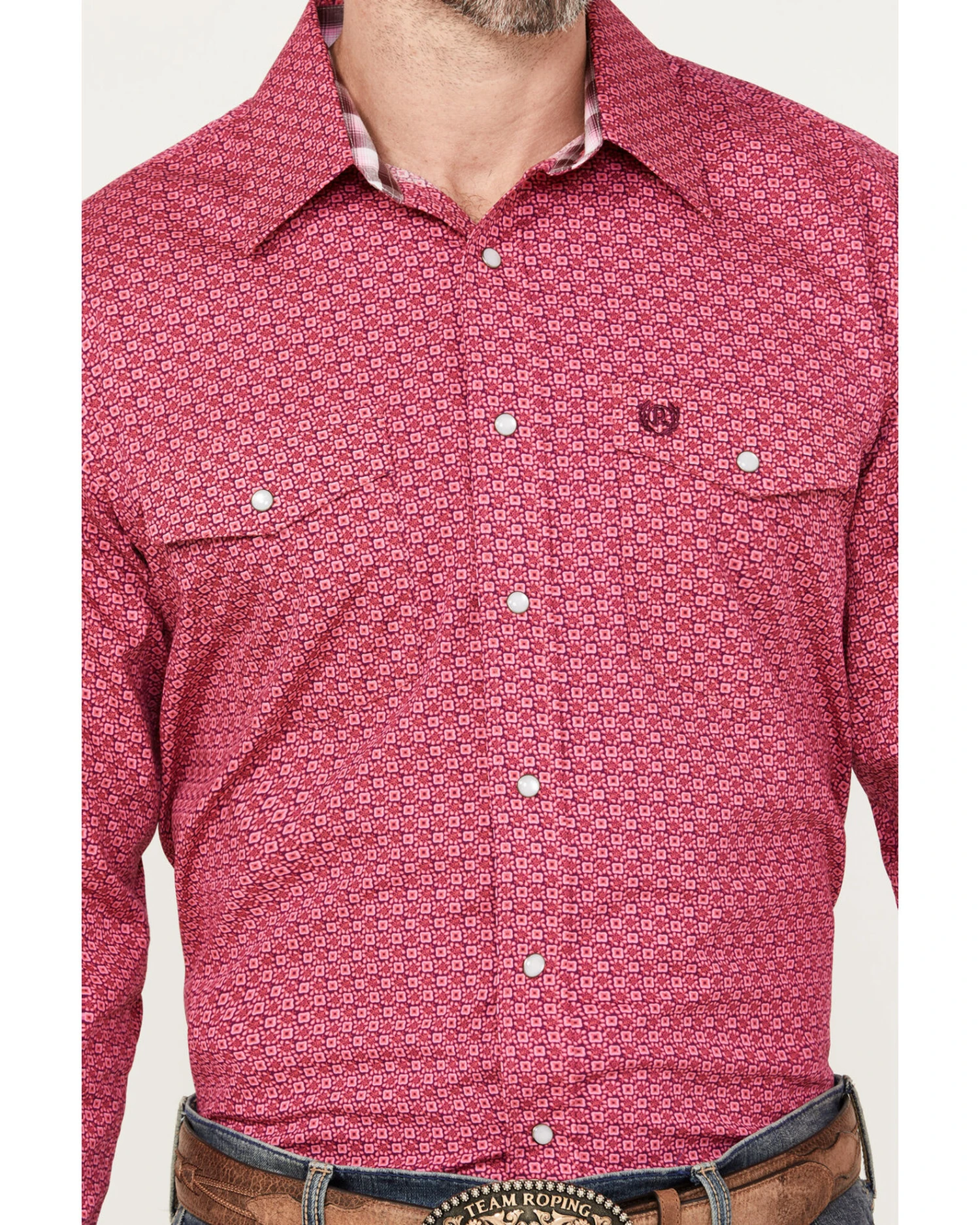 Panhandle Select Men's Geo Print Long Sleeve Pearl Snap Western Shirt